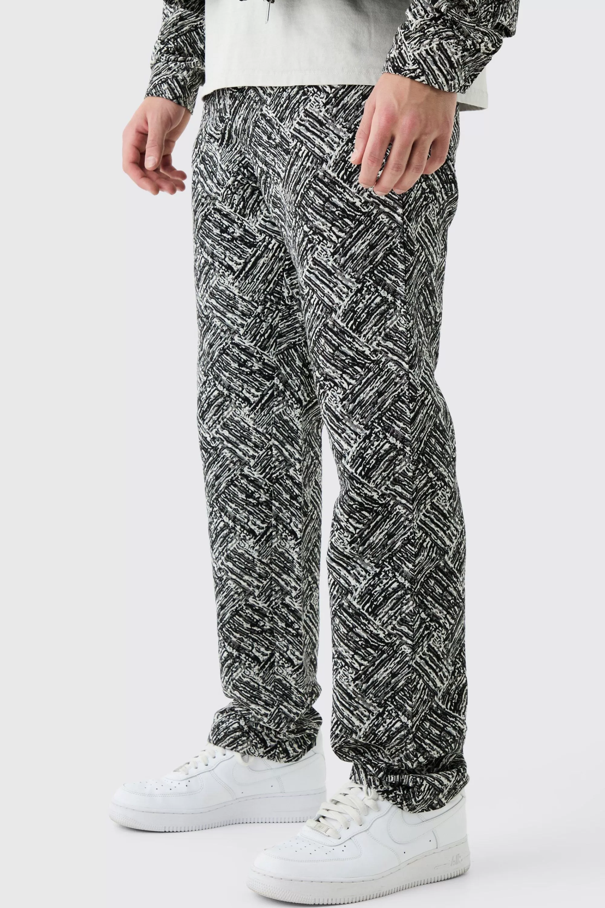 boohooMAN Relaxed Rigid Fabric Interest Jeans | UK