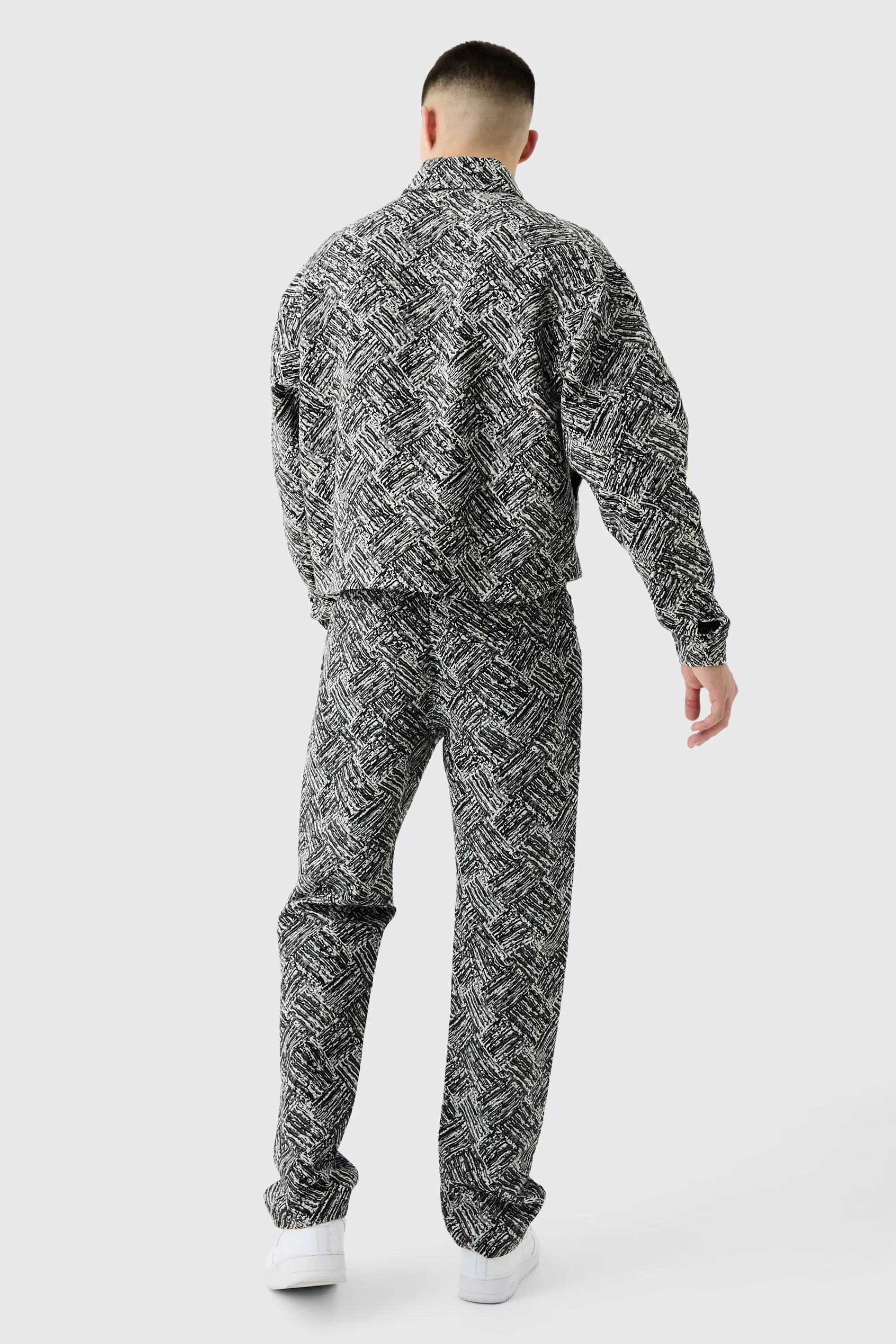 boohooMAN Relaxed Rigid Fabric Interest Jeans | UK