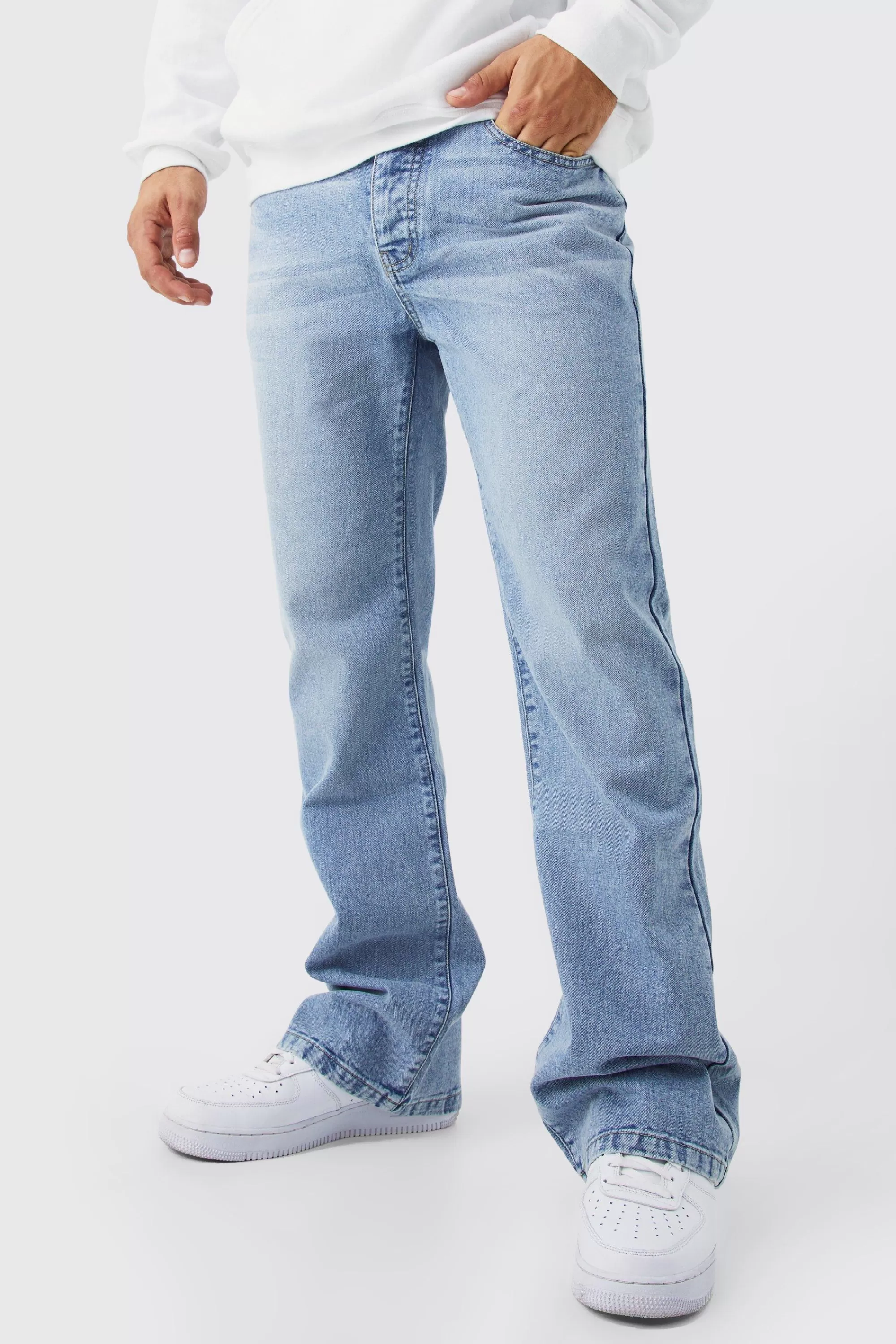 boohooMAN Relaxed Rigid Flare Jean | UK