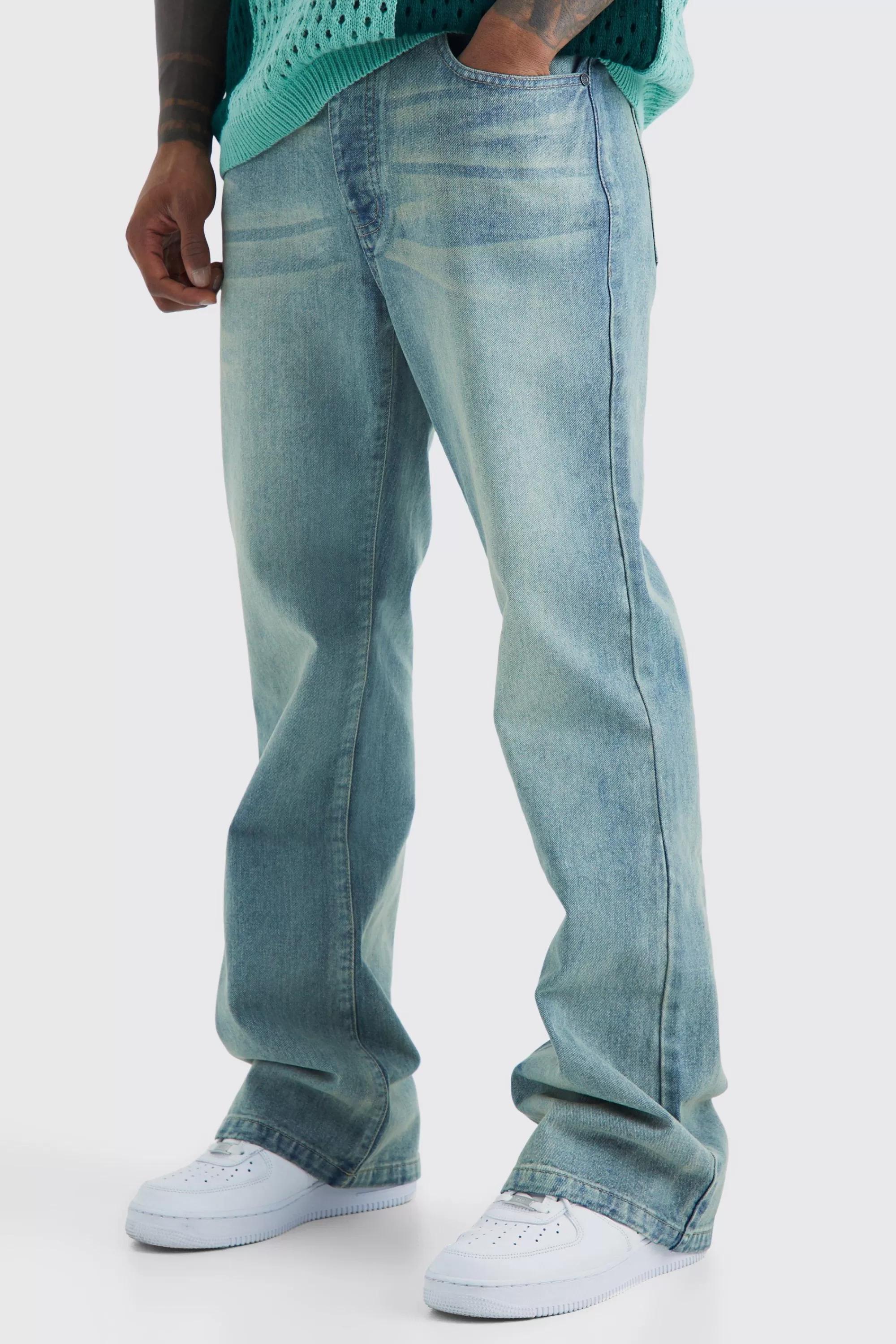 boohooMAN Relaxed Rigid Flare Jean | UK