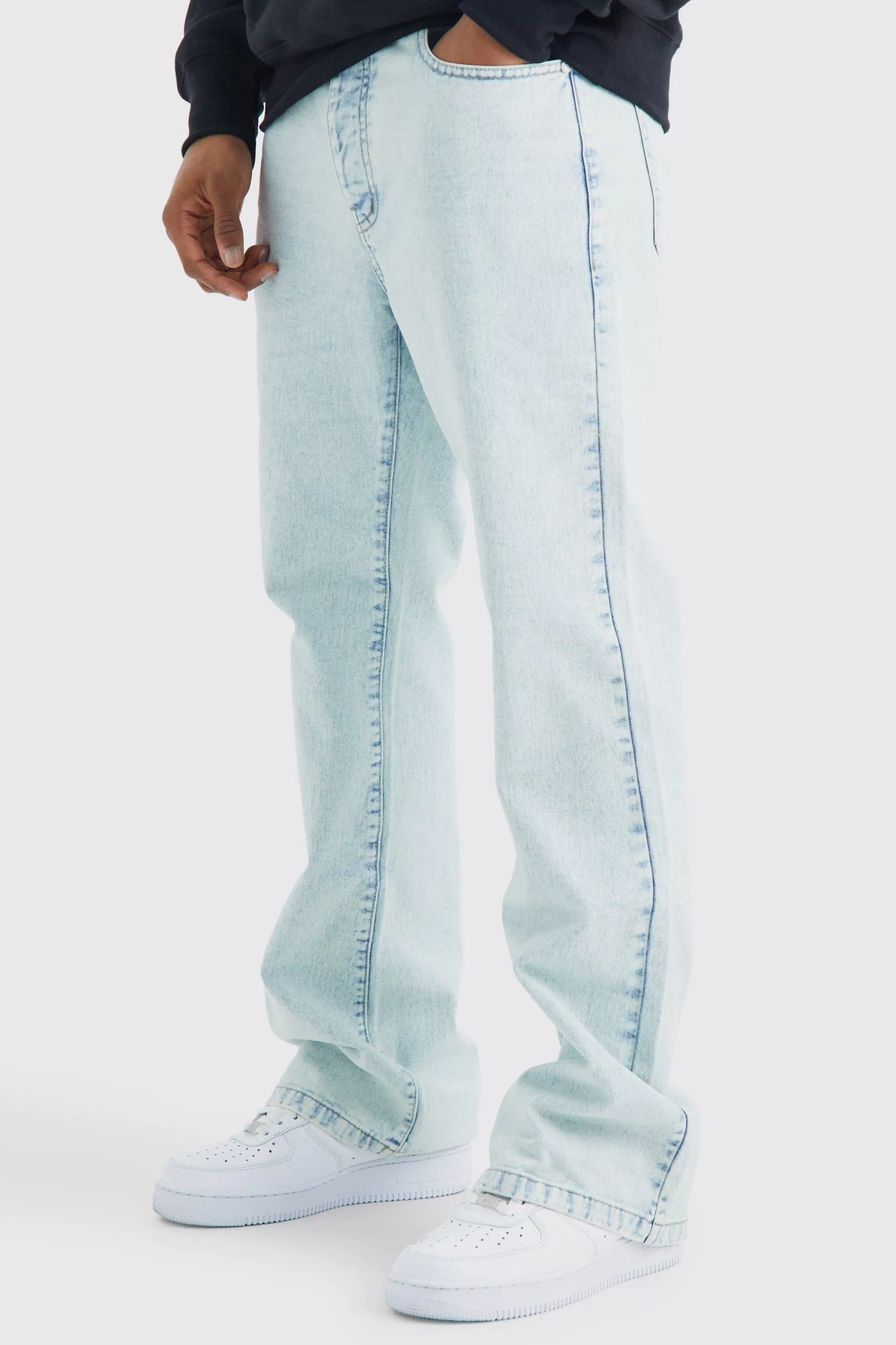 boohooMAN Relaxed Rigid Flare Jean | UK