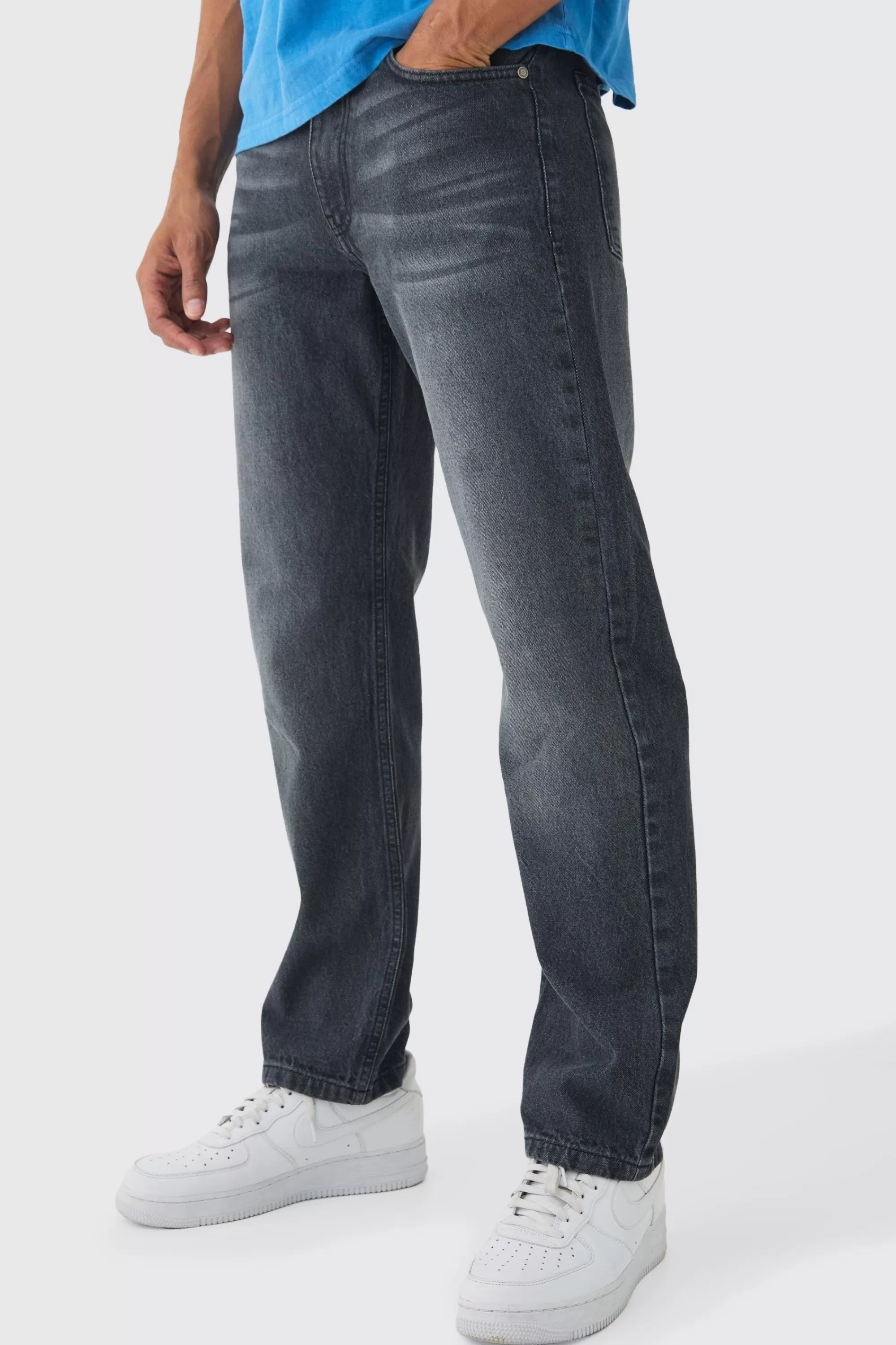 boohooMAN Relaxed Rigid Jeans | UK