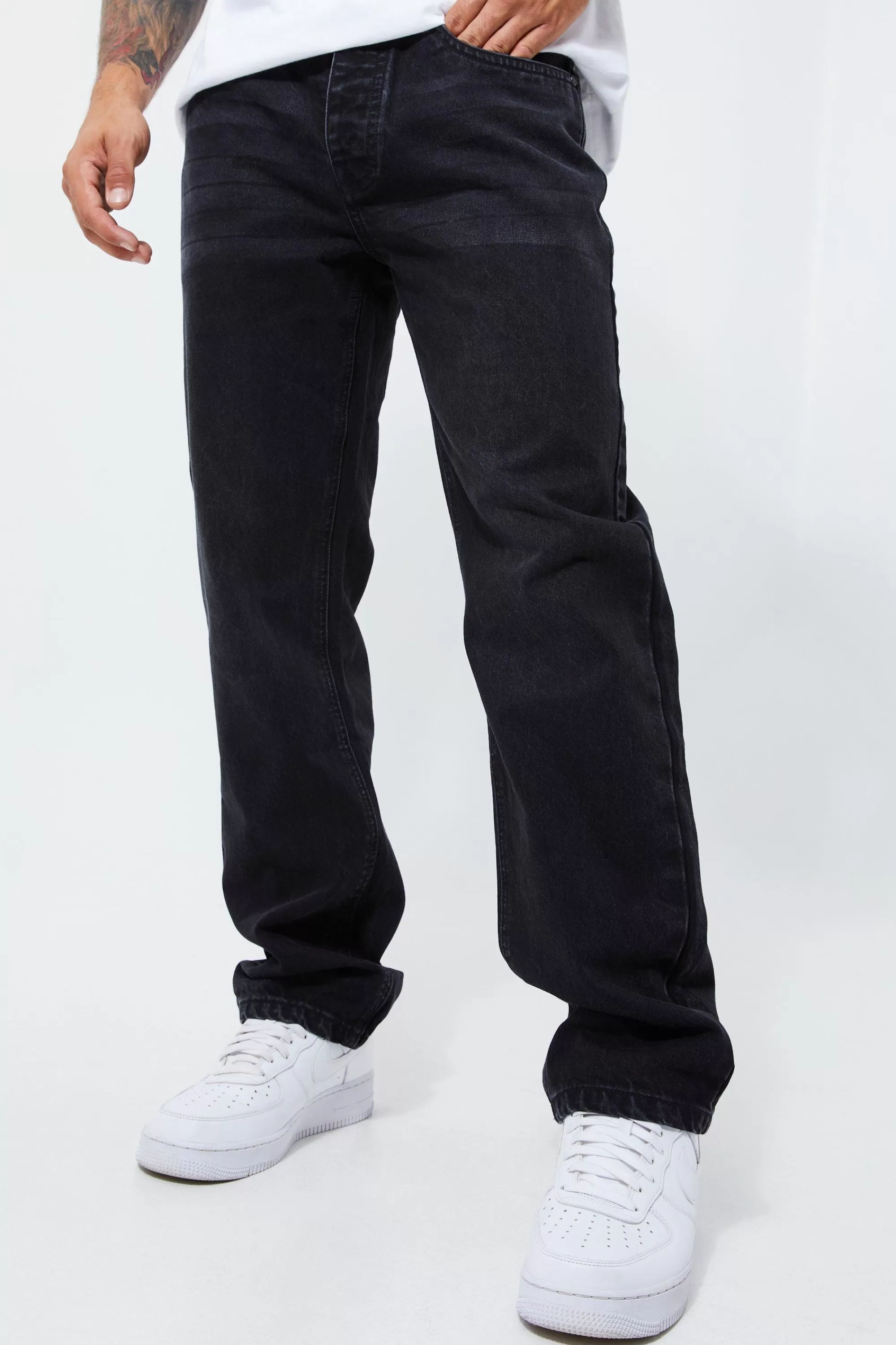 boohooMAN Relaxed Rigid Jeans | UK