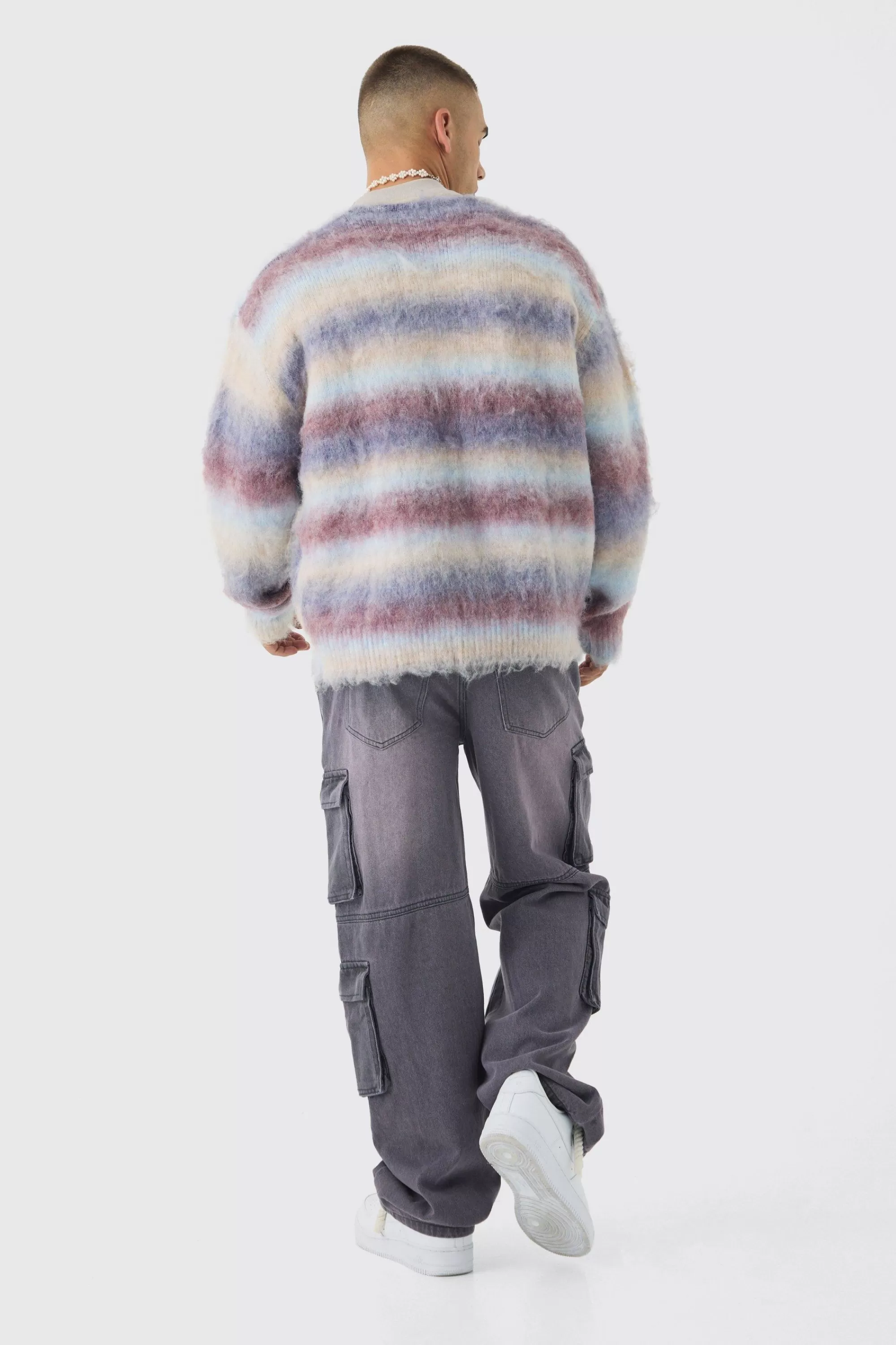 boohooMAN Relaxed Rigid Tinted Multi Cargo Denim Jeans | UK