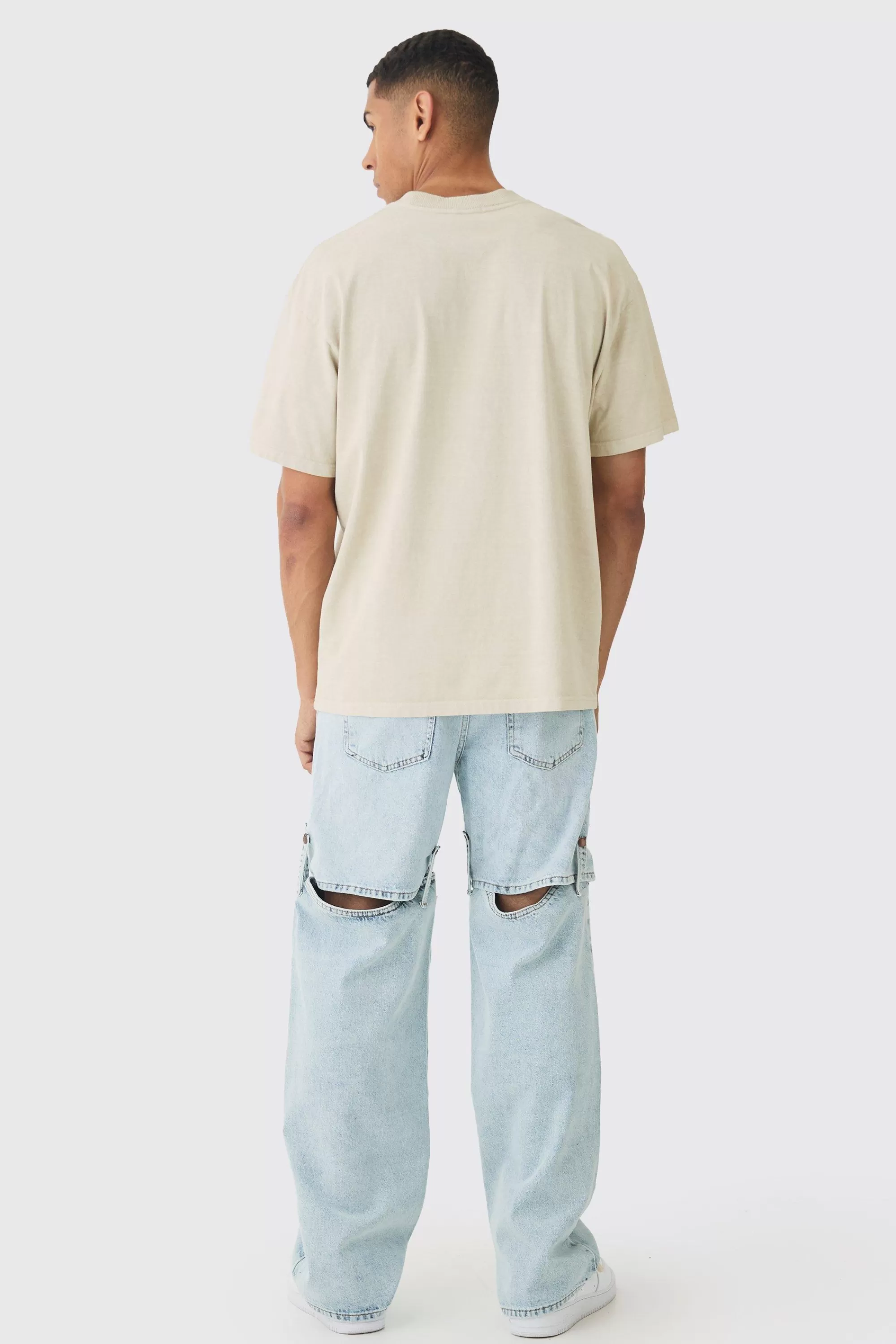boohooMAN Relaxed Rigid Western Detachable Leg Jeans | UK