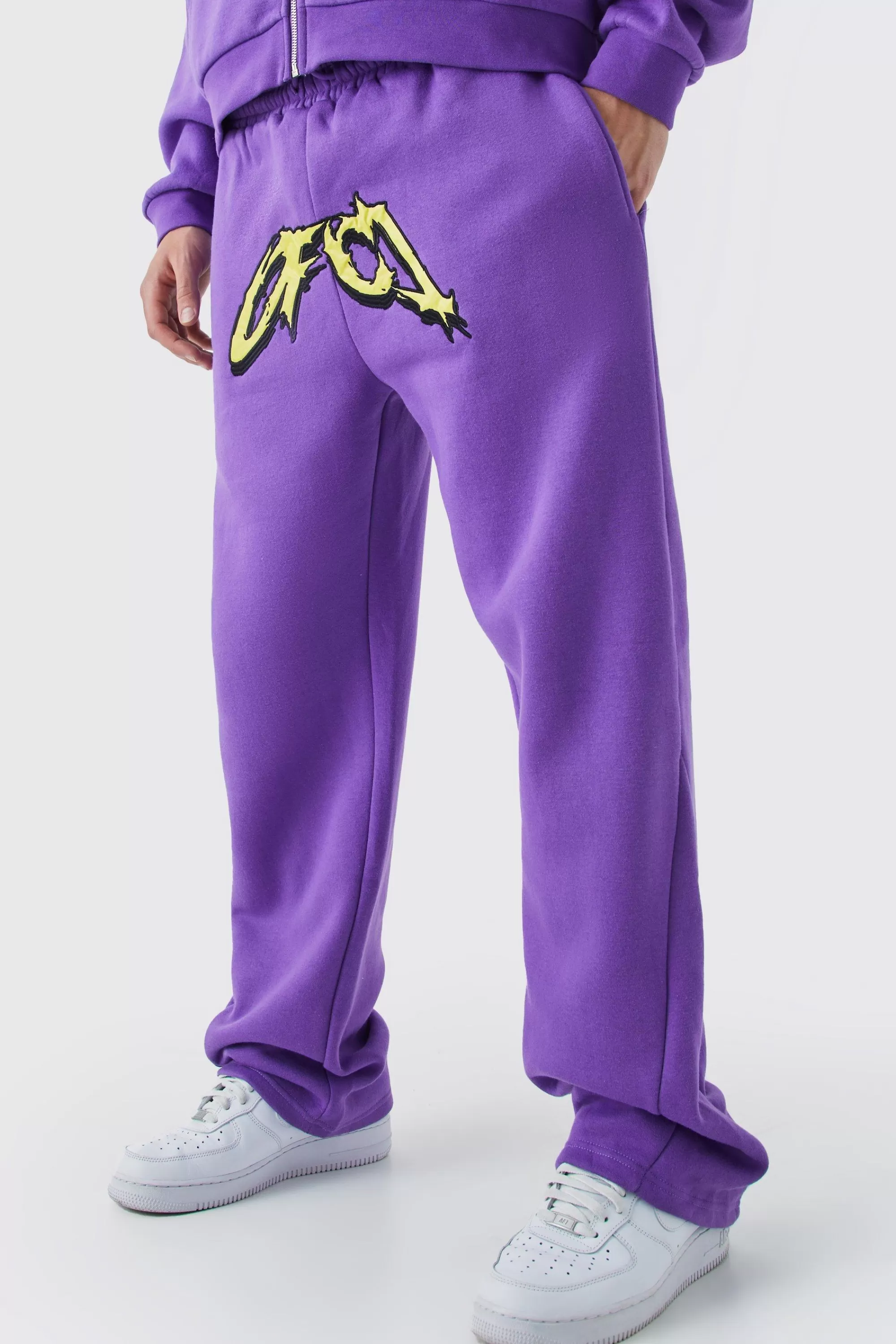 boohooMAN Relaxed Satin Ofcl Gusset Jogger | UK
