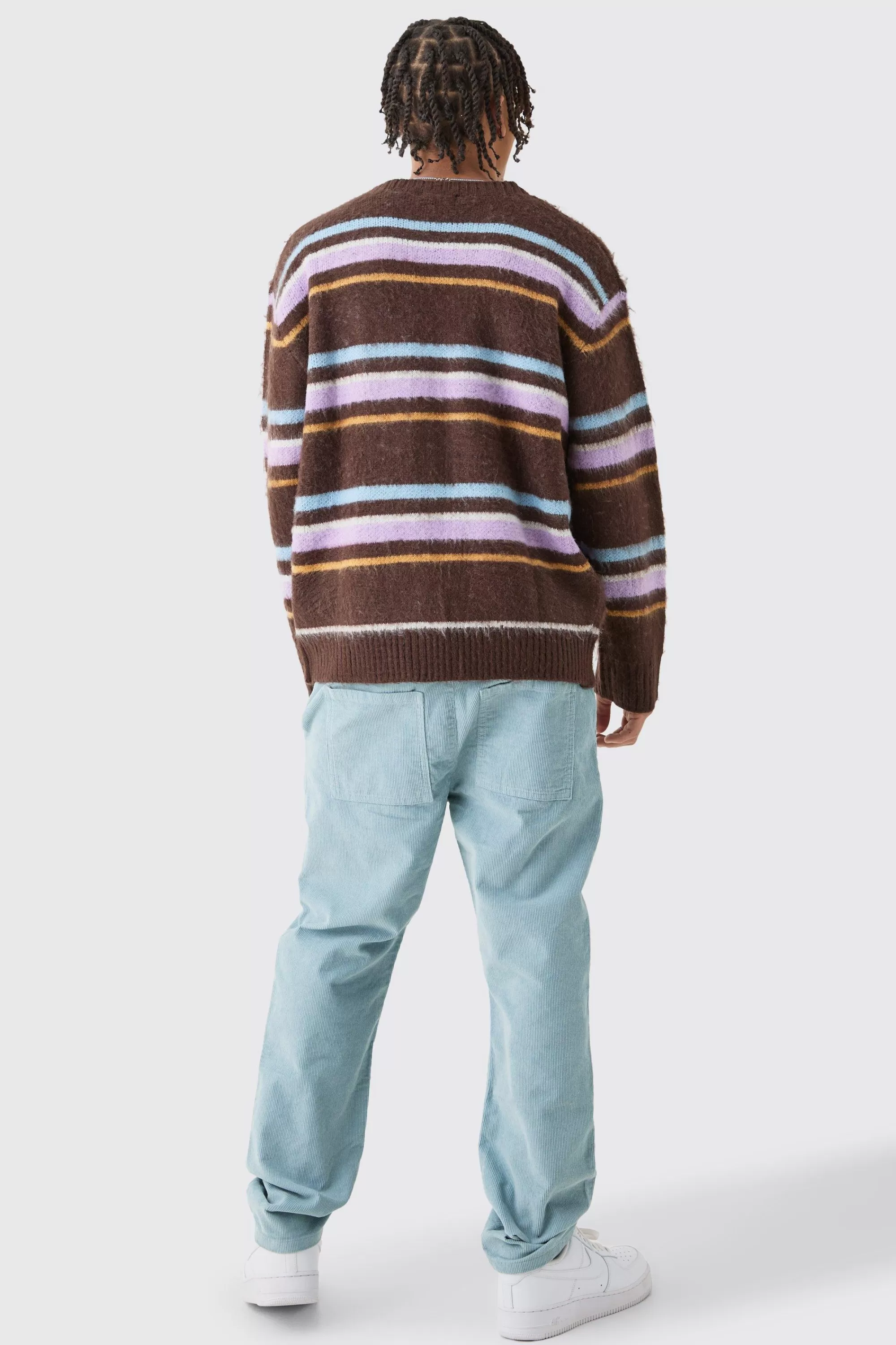 boohooMAN Relaxed Tapered Cord Trouser In | UK