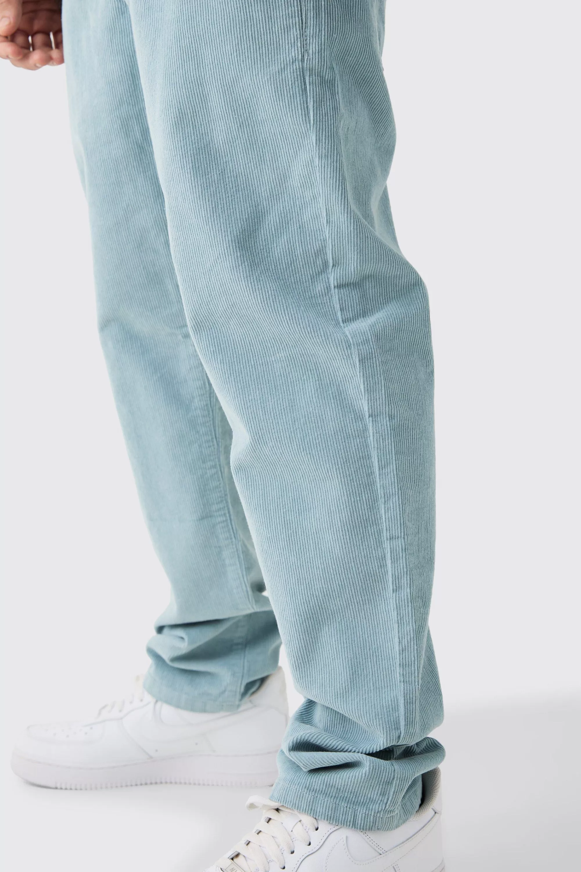 boohooMAN Relaxed Tapered Cord Trouser In | UK