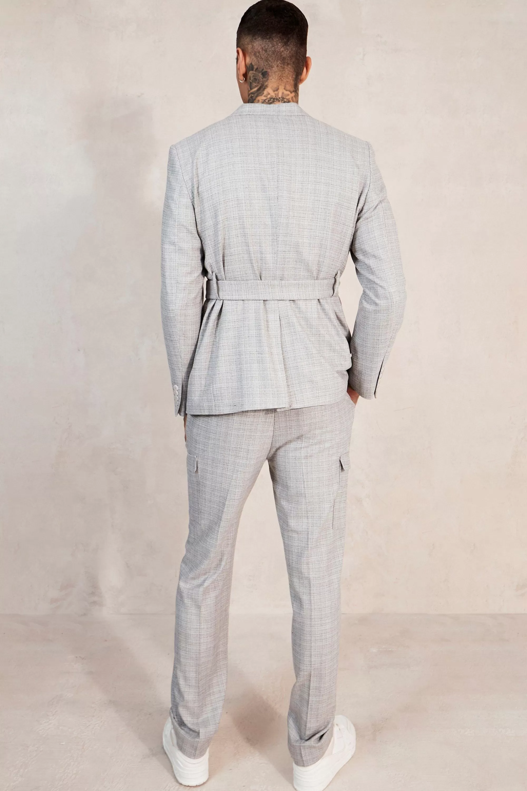 boohooMAN Relaxed Tie Front Cargo Pocket Suit Jacket | UK