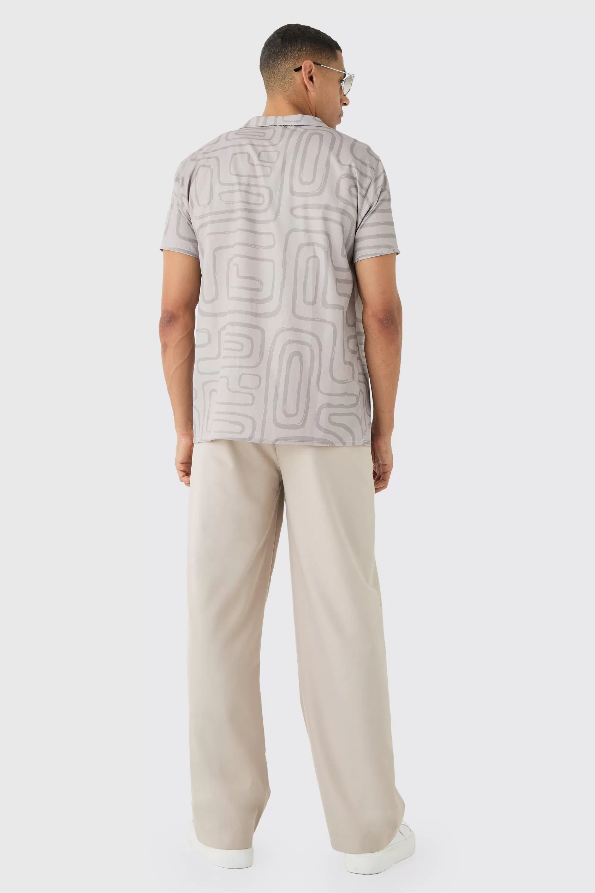 boohooMAN Revere Abstract Print Shirt | UK