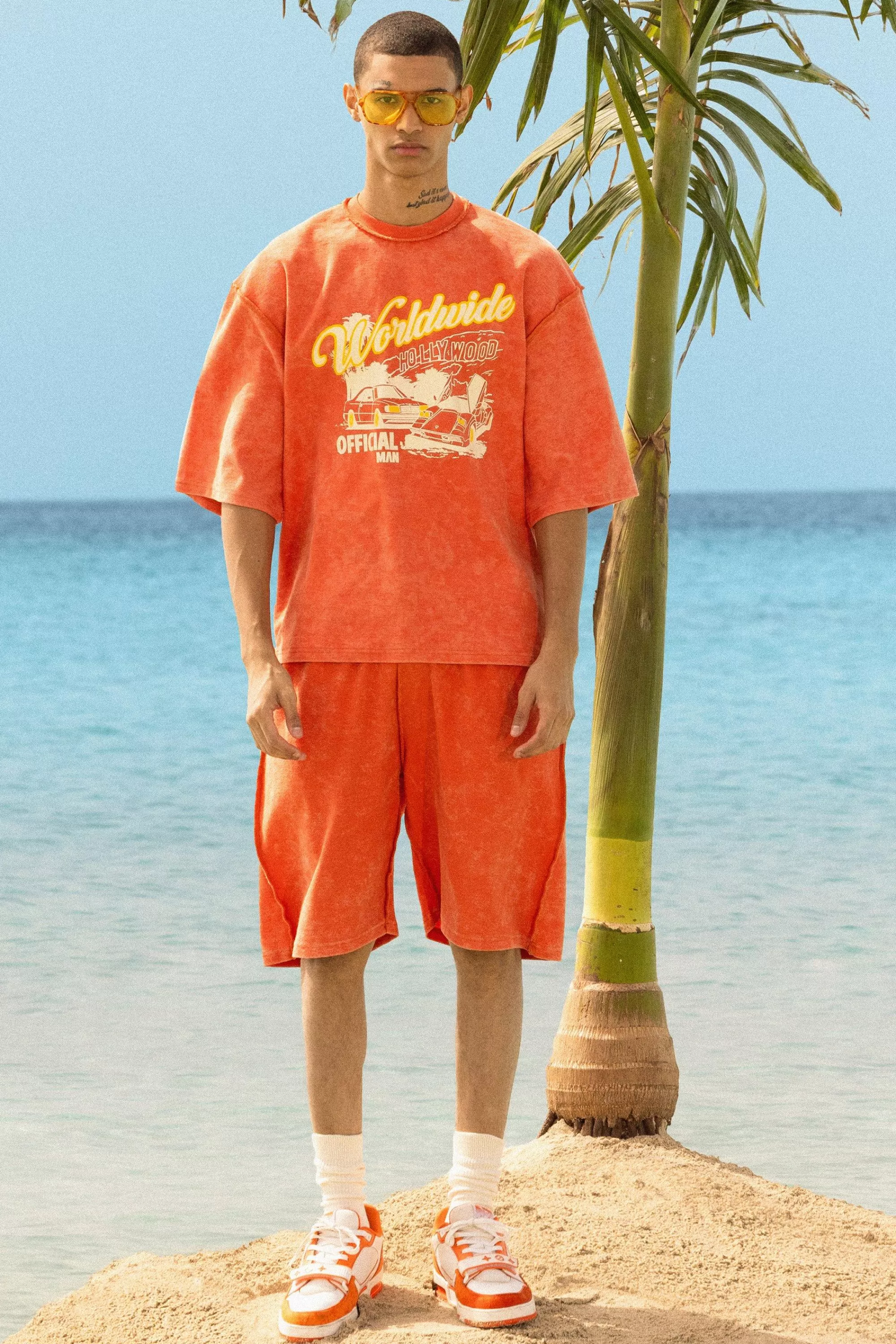 boohooMAN Reverse Loopback Printed Half Sleeve Sweatshirt | UK