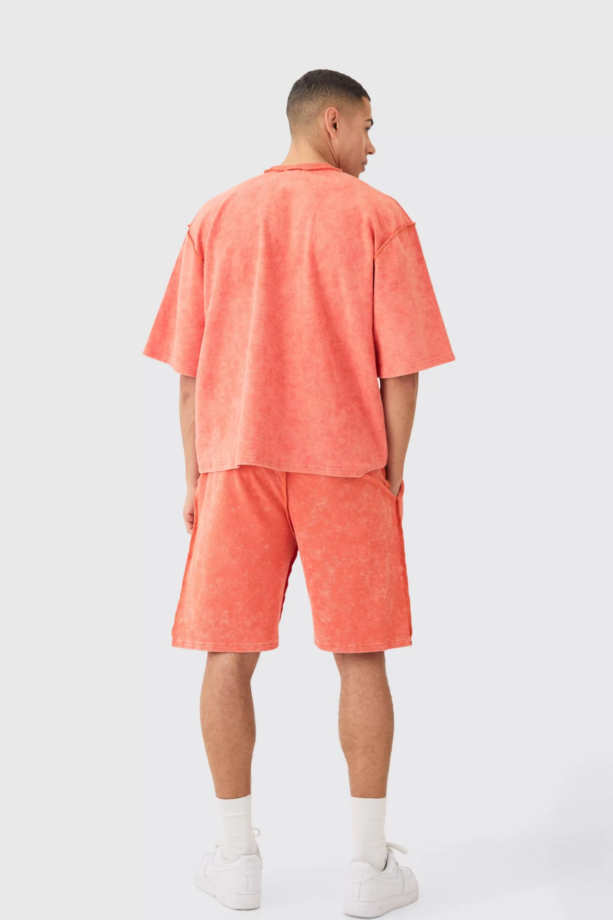 boohooMAN Reverse Loopback Printed Half Sleeve Sweatshirt | UK
