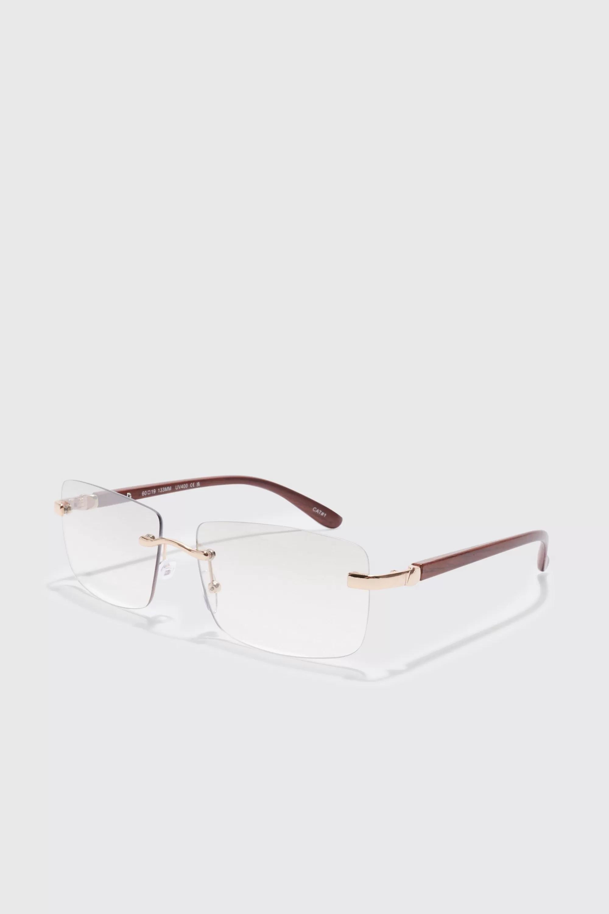 boohooMAN Rimless Rectangle Lens Sunglasses | UK