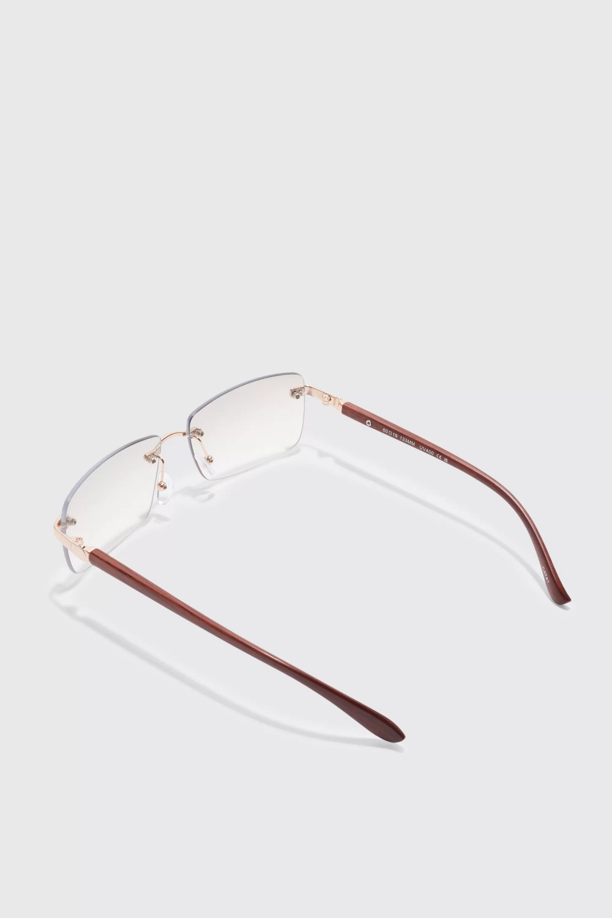 boohooMAN Rimless Rectangle Lens Sunglasses | UK