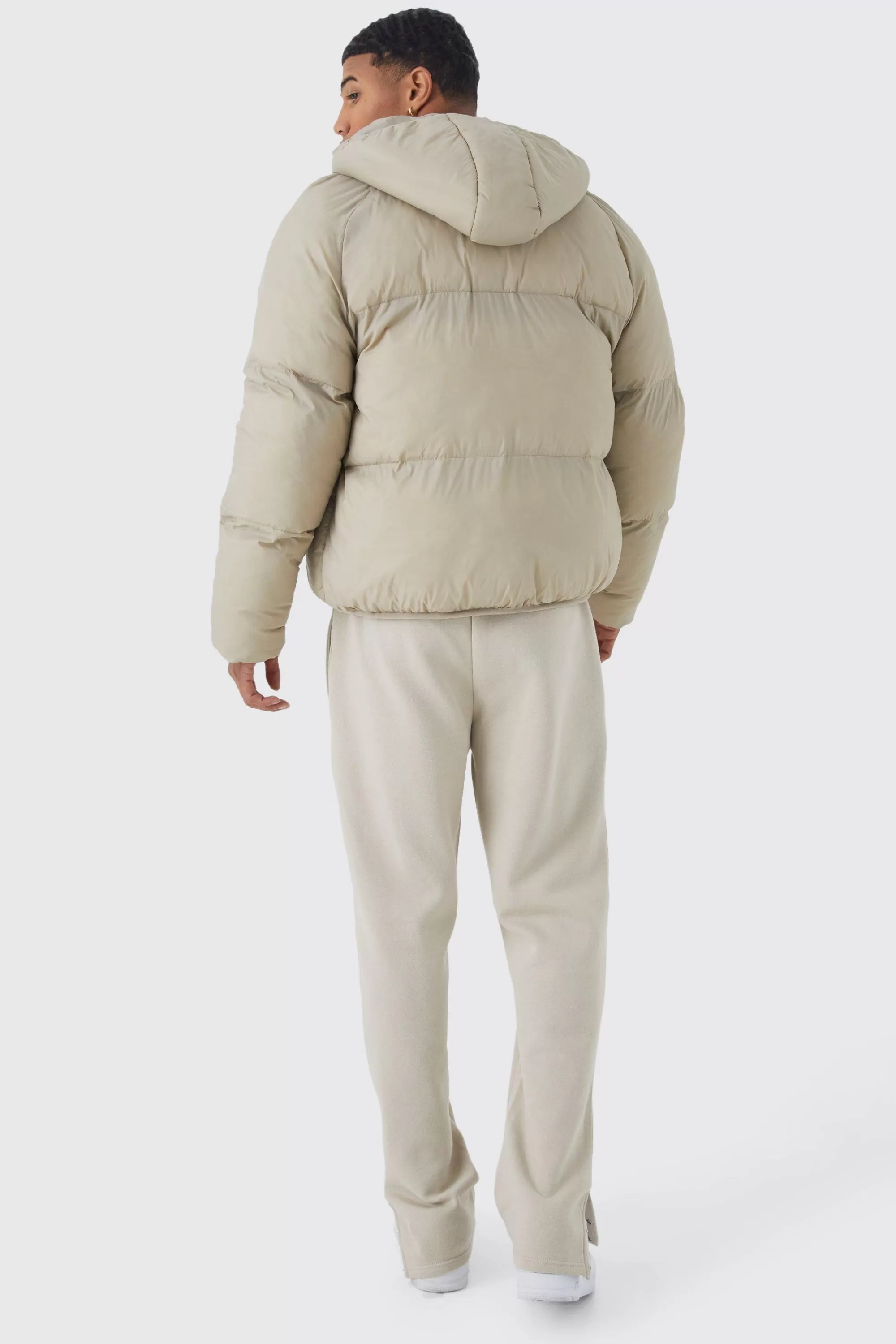 boohooMAN Sheen Quilted Nylon Puffer With Hood | UK