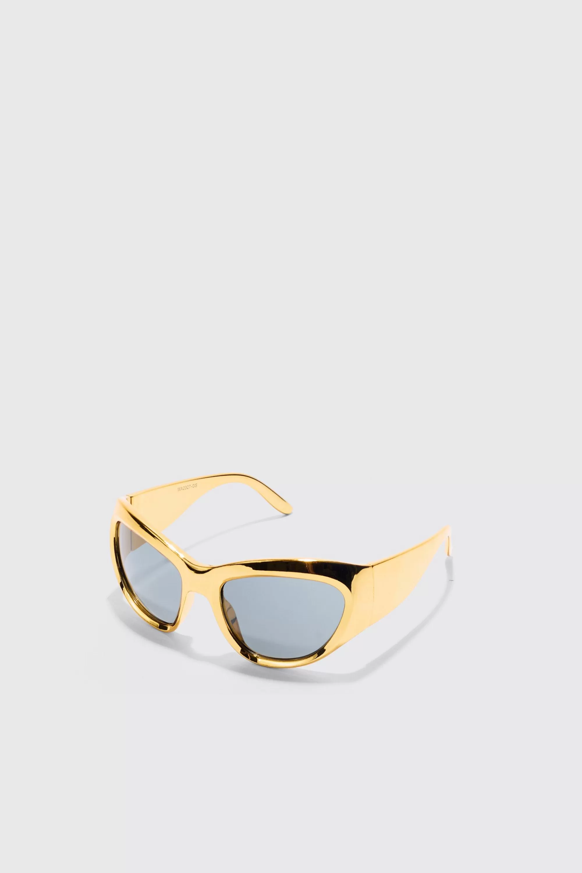 boohooMAN Shield Lens Metallic Frame Sunglasses | UK