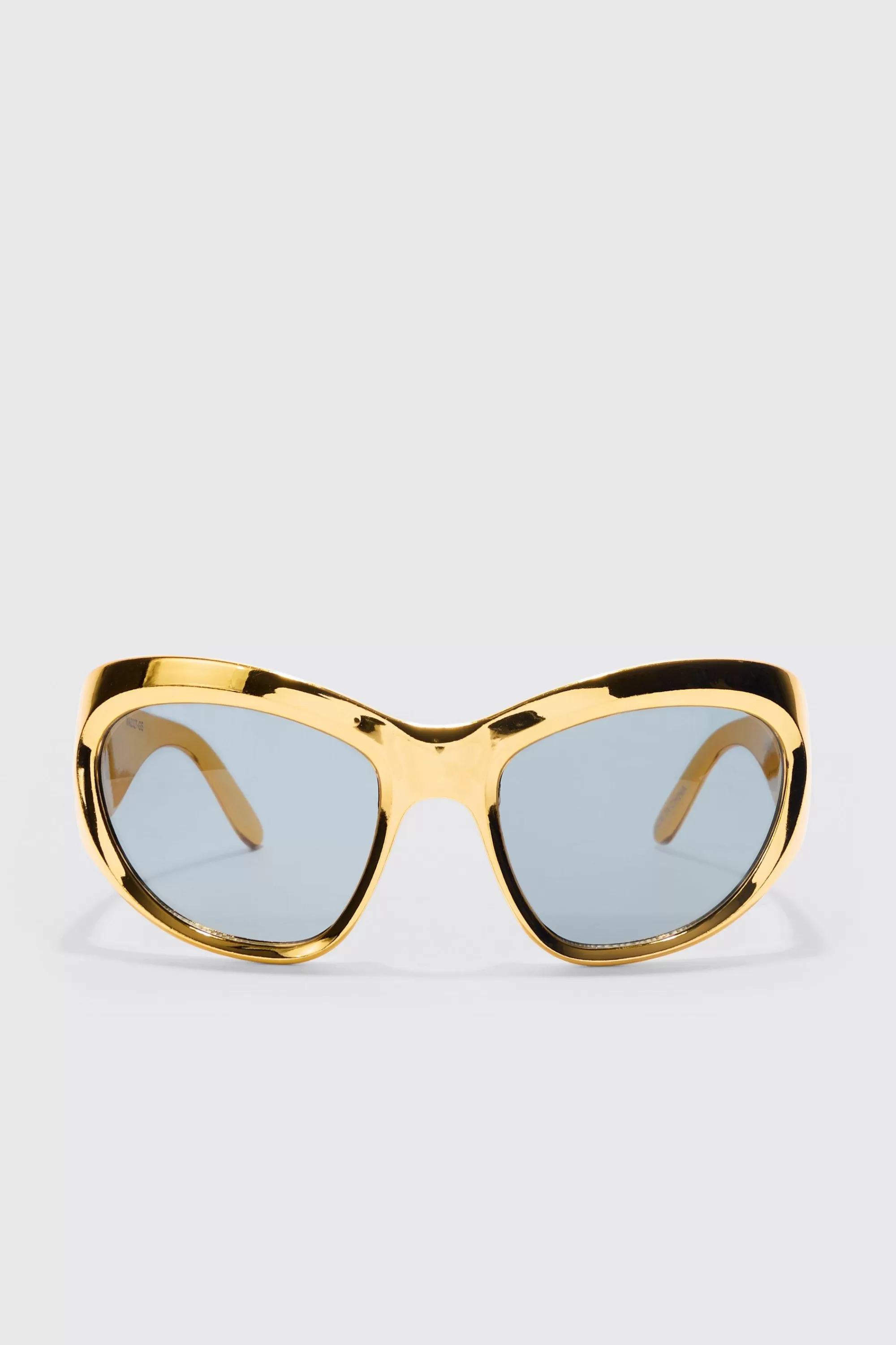 boohooMAN Shield Lens Metallic Frame Sunglasses | UK