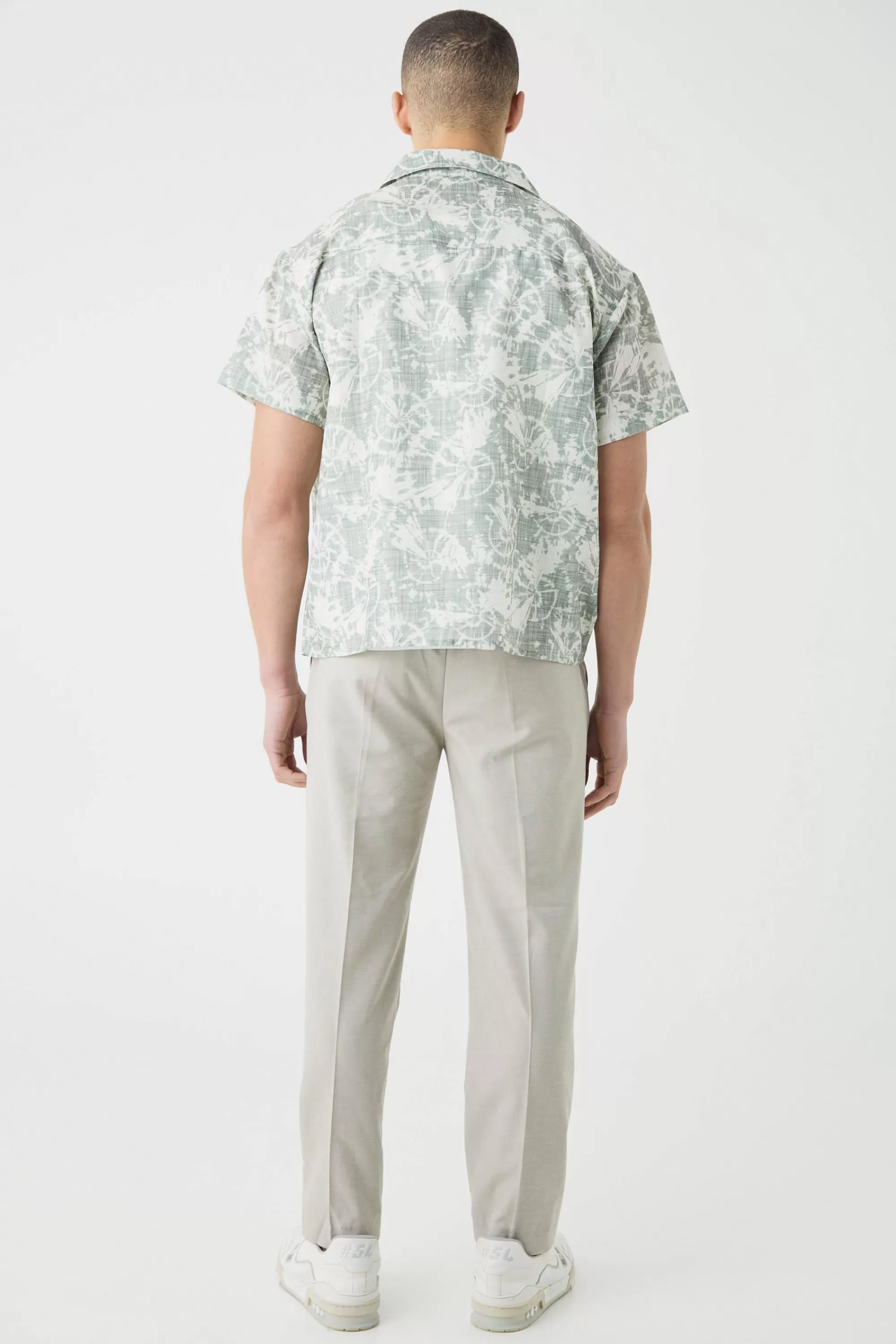 boohooMAN Short Sleeve Boxy Slub Tie Dye Shirt | UK