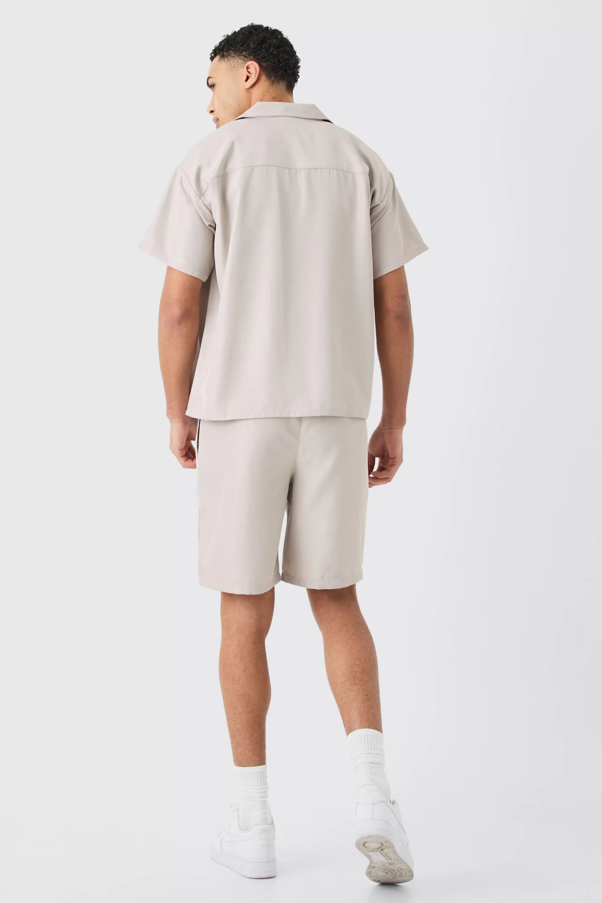 boohooMAN Short Sleeve Boxy Soft Twill Shirt And Short | UK