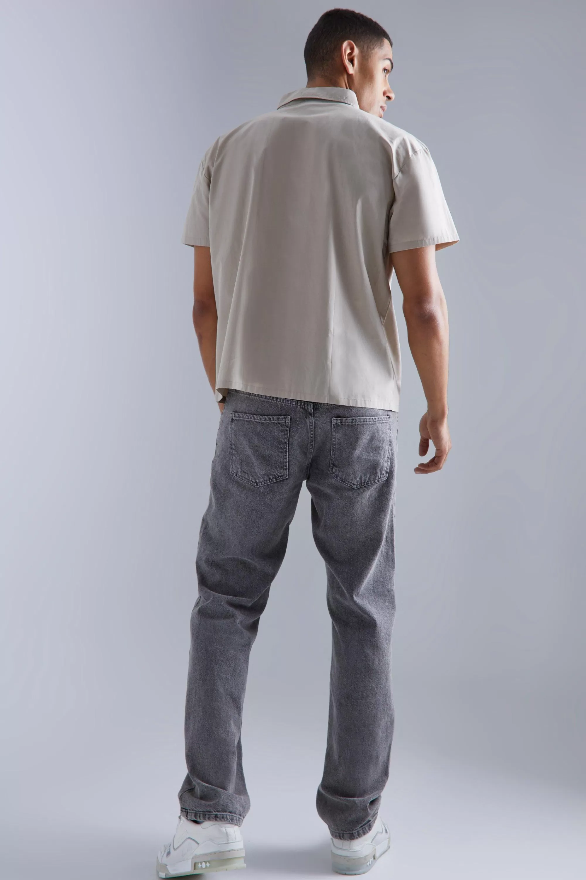boohooMAN Short Sleeve Boxy Zip Shirt | UK