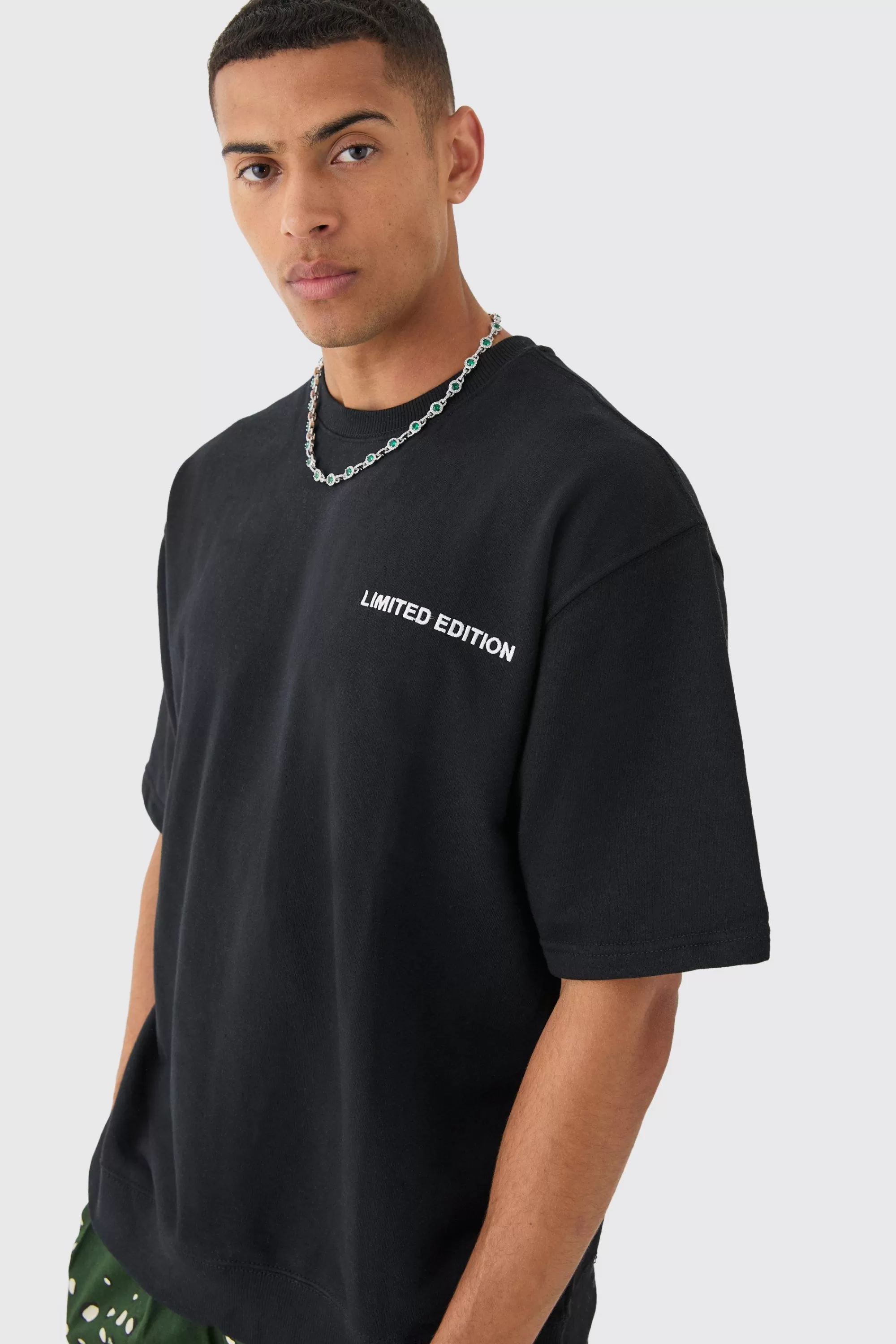 boohooMAN Short Sleeve Oversized Boxy Sweatshirt | UK