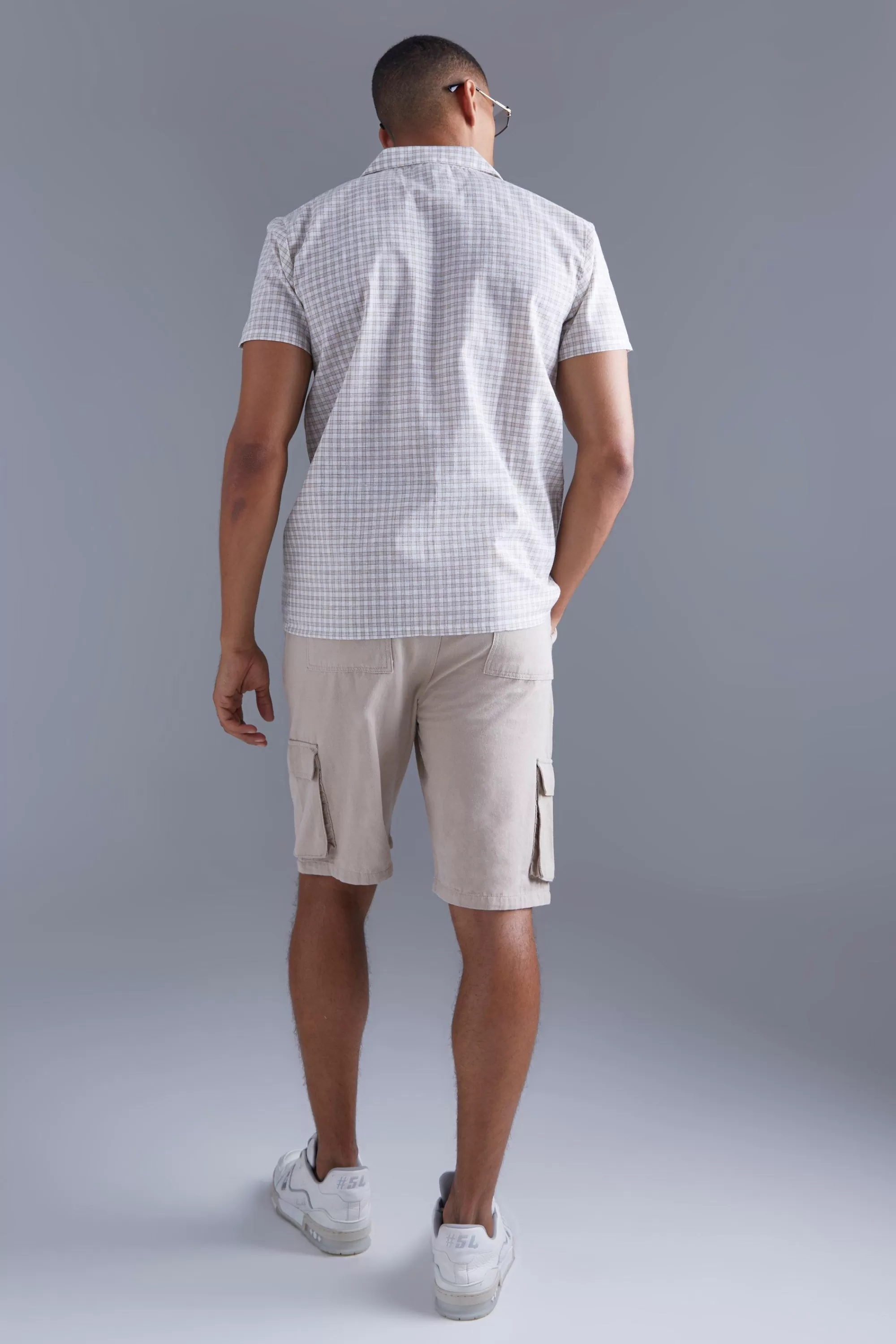 boohooMAN Short Sleeve Regular Mini Check Shirt | UK