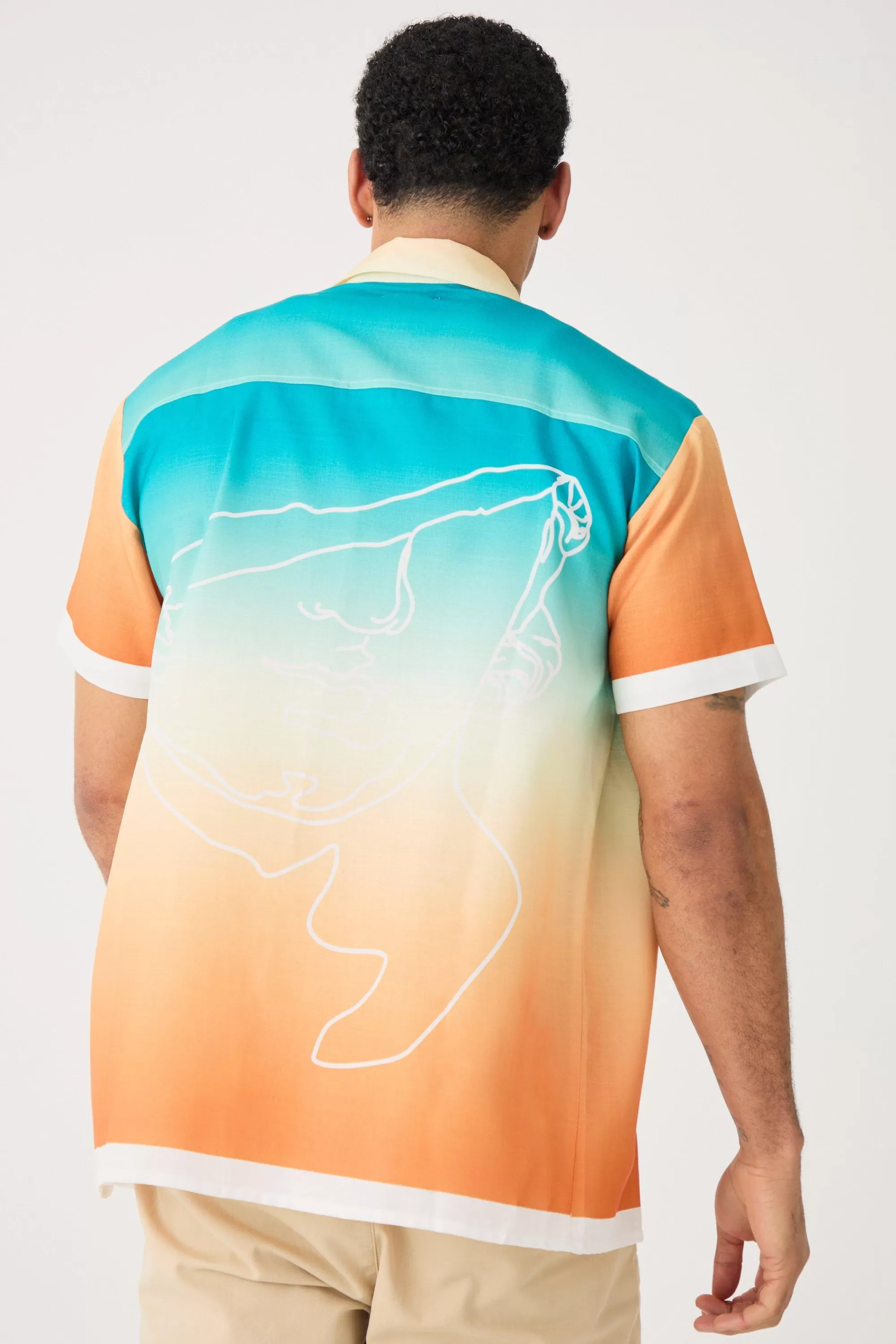 boohooMAN Short Sleeve Slub Ombre Line Shirt | UK
