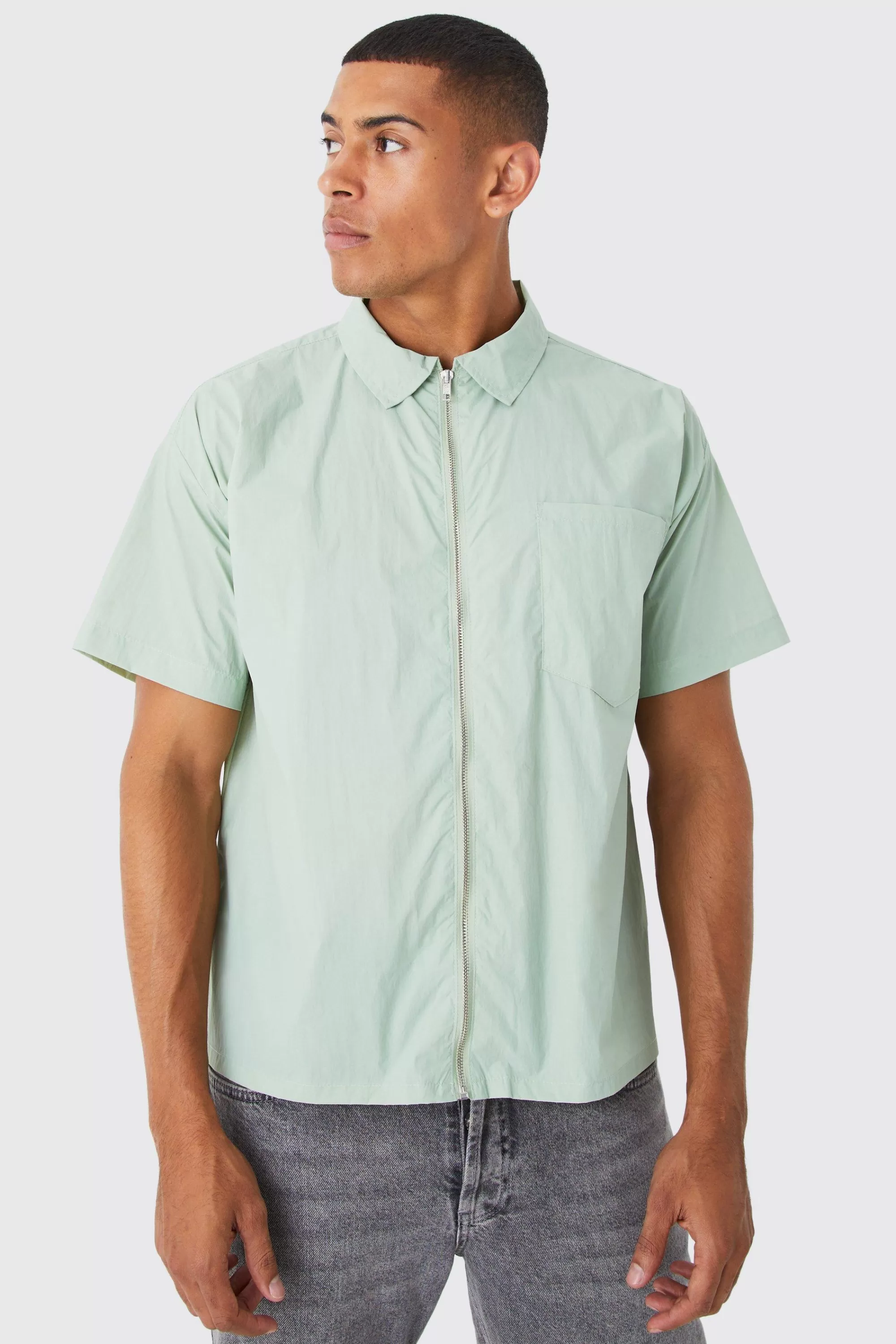 boohooMAN Short Sleeve Teflon Boxy Shirt | UK