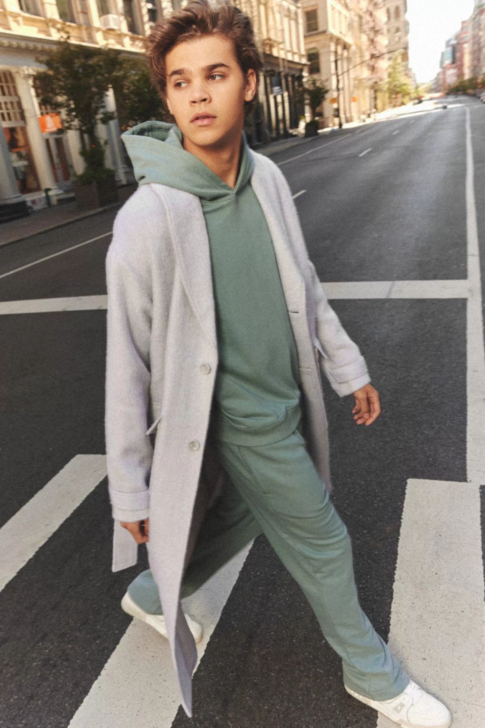 boohooMAN Single Breasted Brushed Wool Look Belted Overcoat | UK