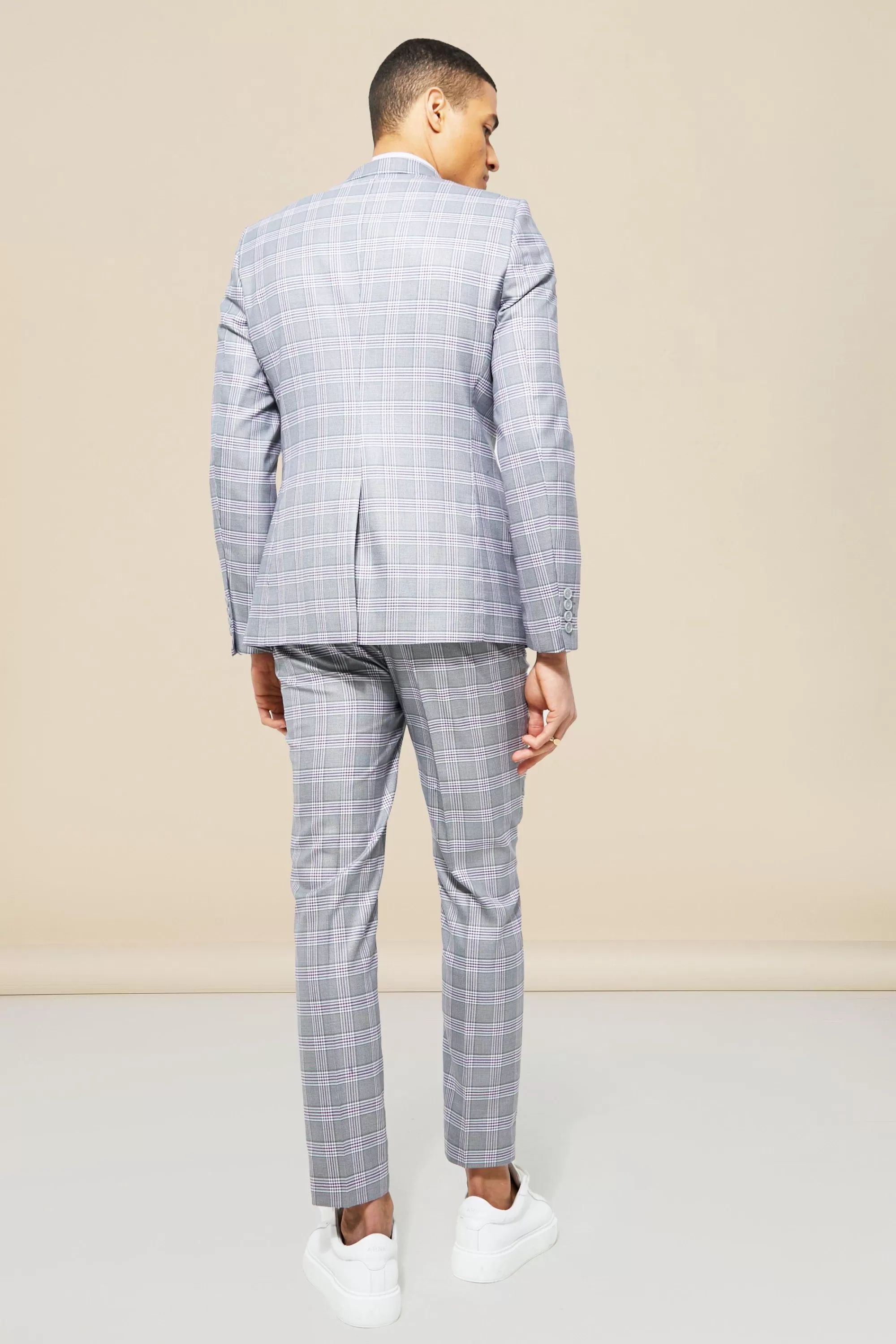 boohooMAN Single Breasted Skinny Check Suit Jacket | UK