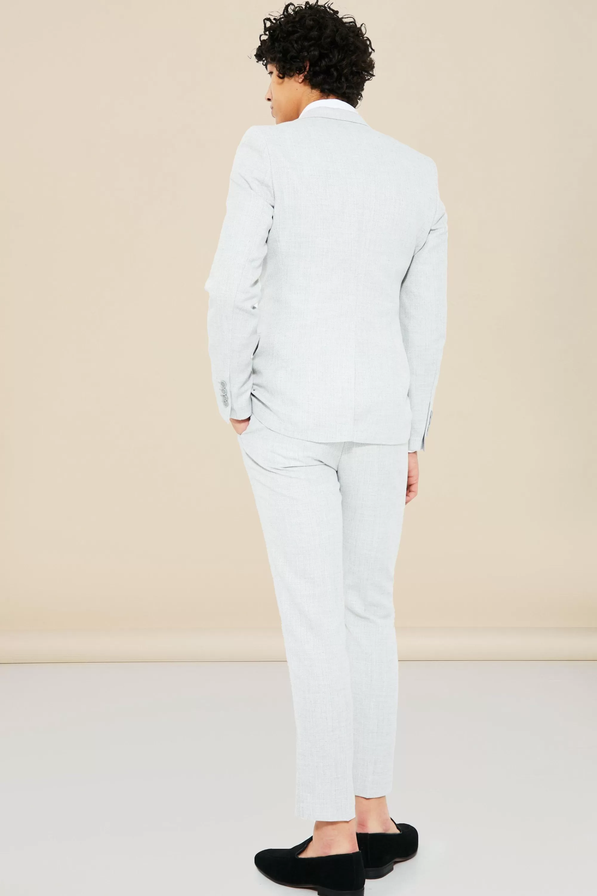 boohooMAN Single Breasted Skinny Textured Suit Jacket | UK