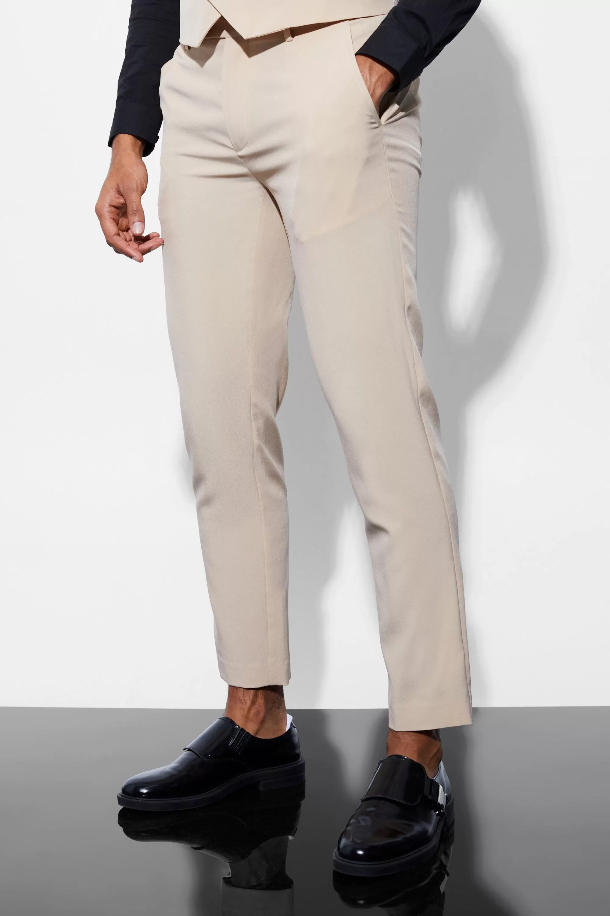 boohooMAN Skinny Crop Suit Trousers | UK