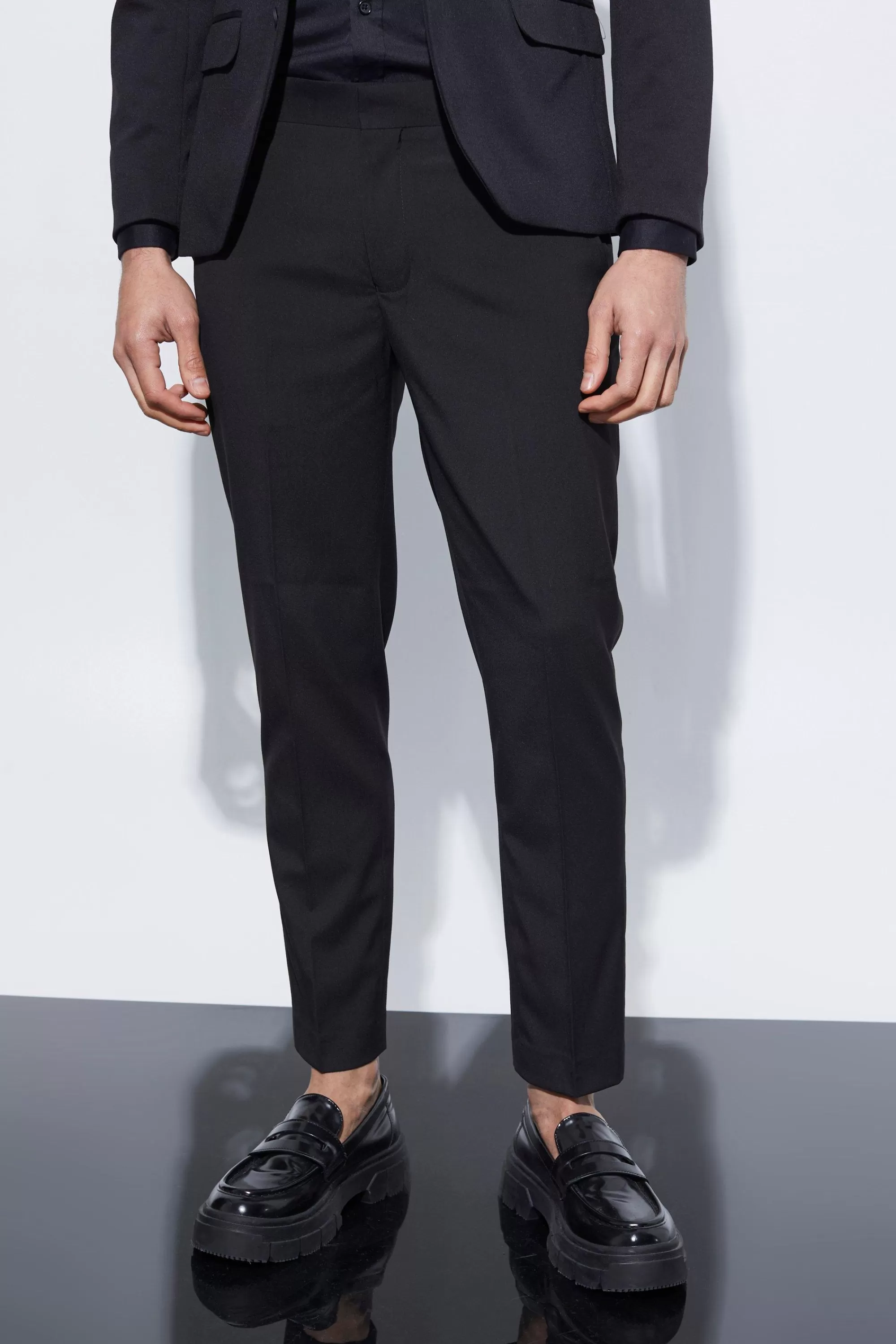 boohooMAN Skinny Cropped Suit Trousers | UK