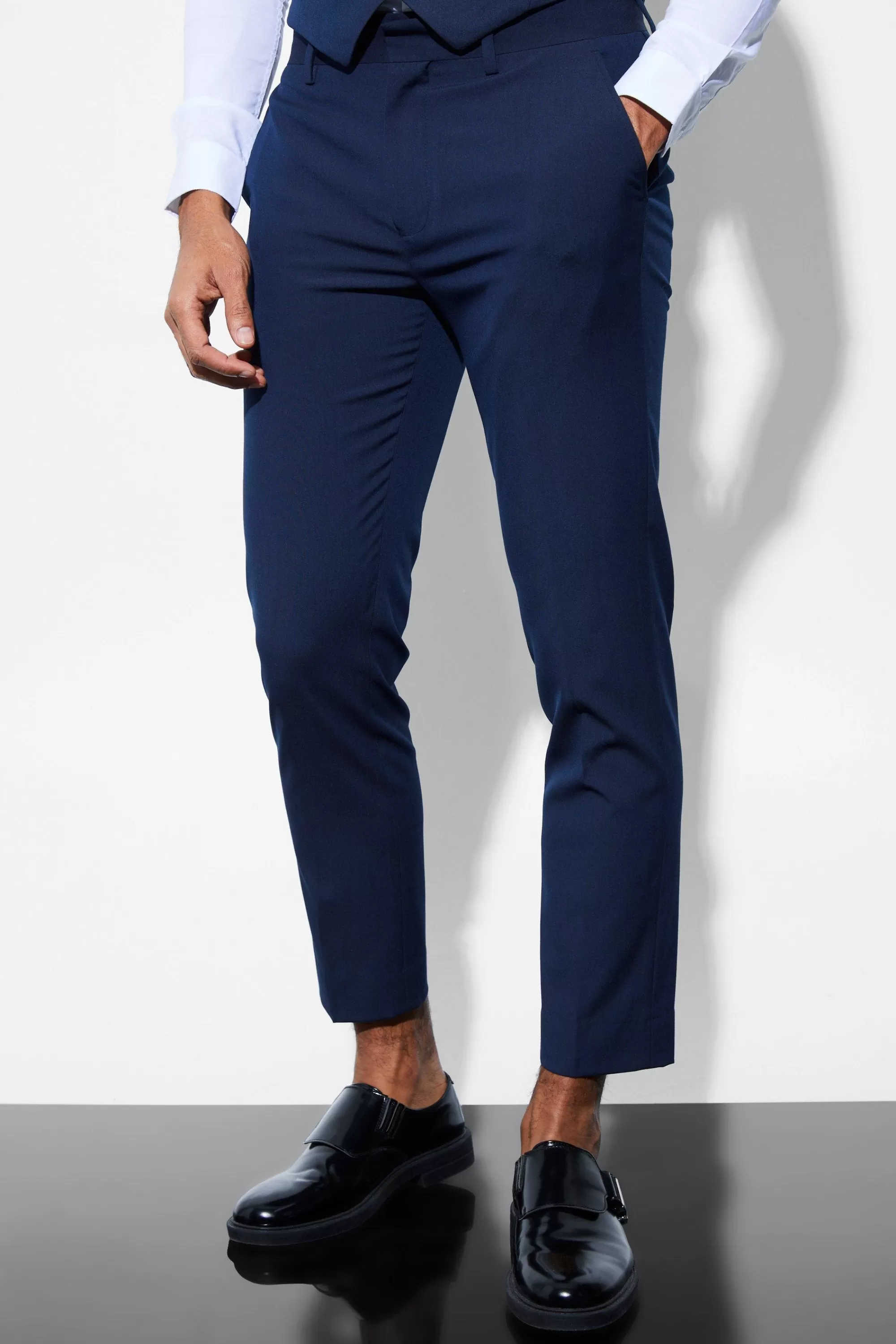 boohooMAN Skinny Cropped Suit Trousers | UK