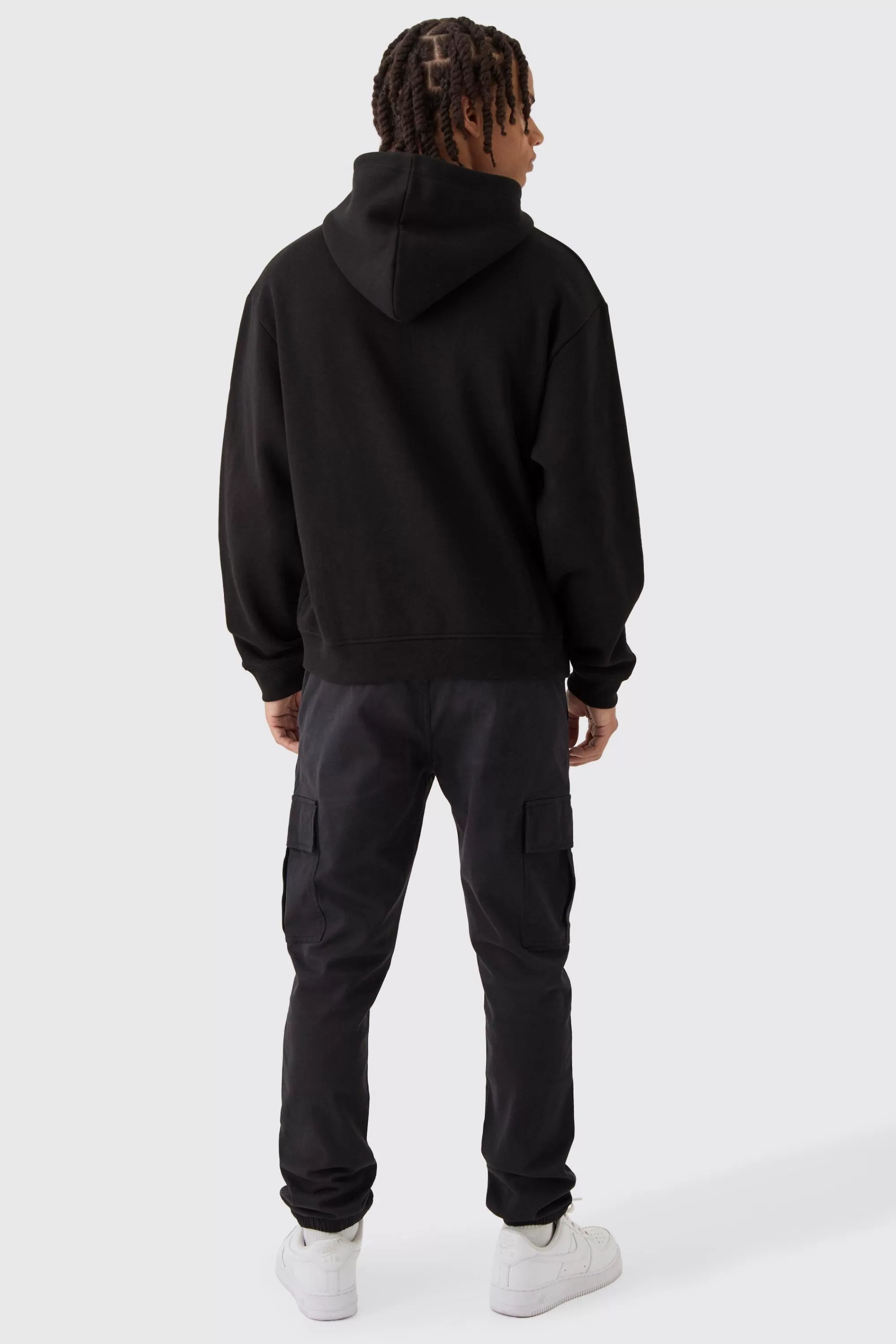 boohooMAN Skinny Fit Elasticated Waist Cuffed Cargo Trousers | UK