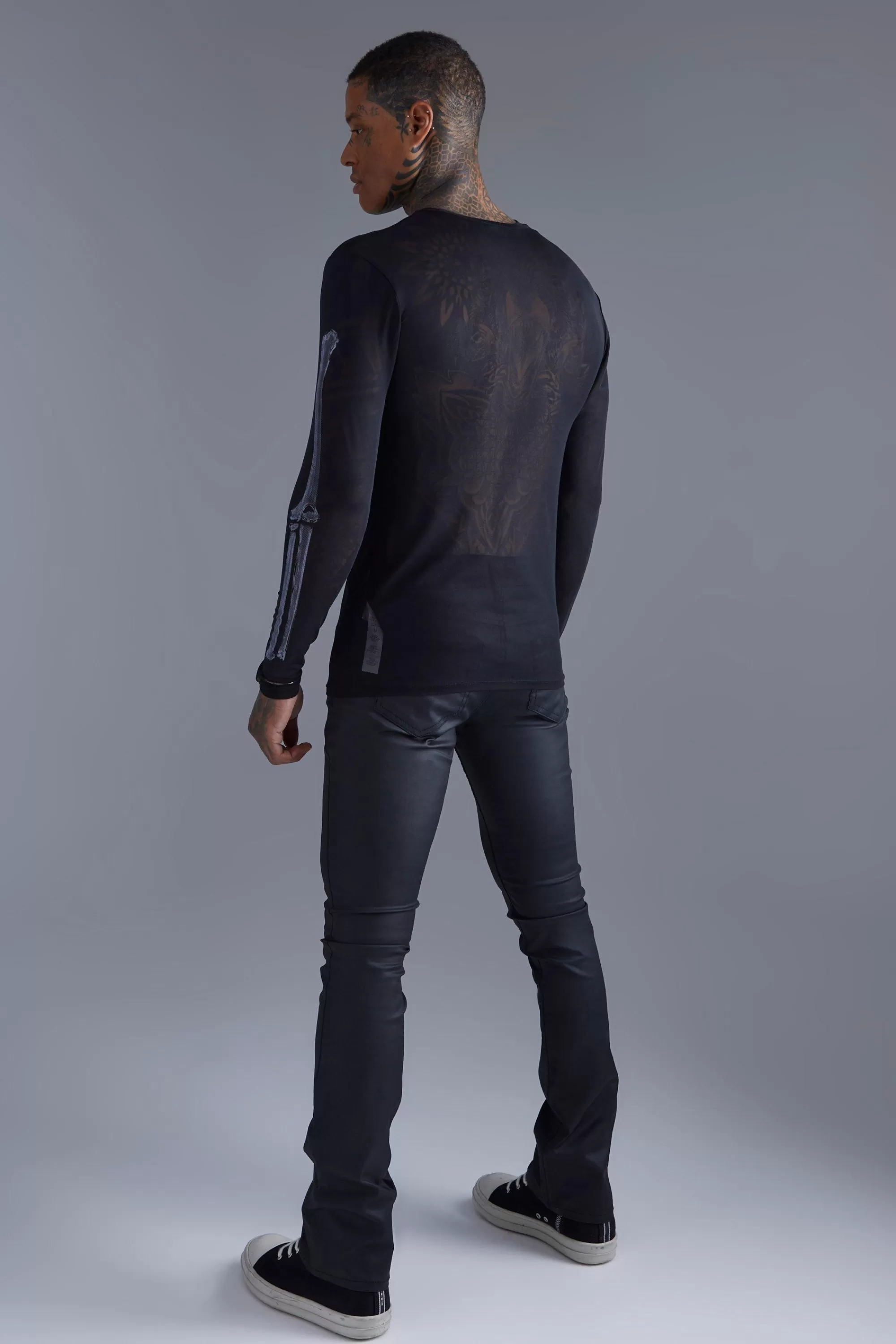 boohooMAN Skinny Flare Coated Jeans | UK