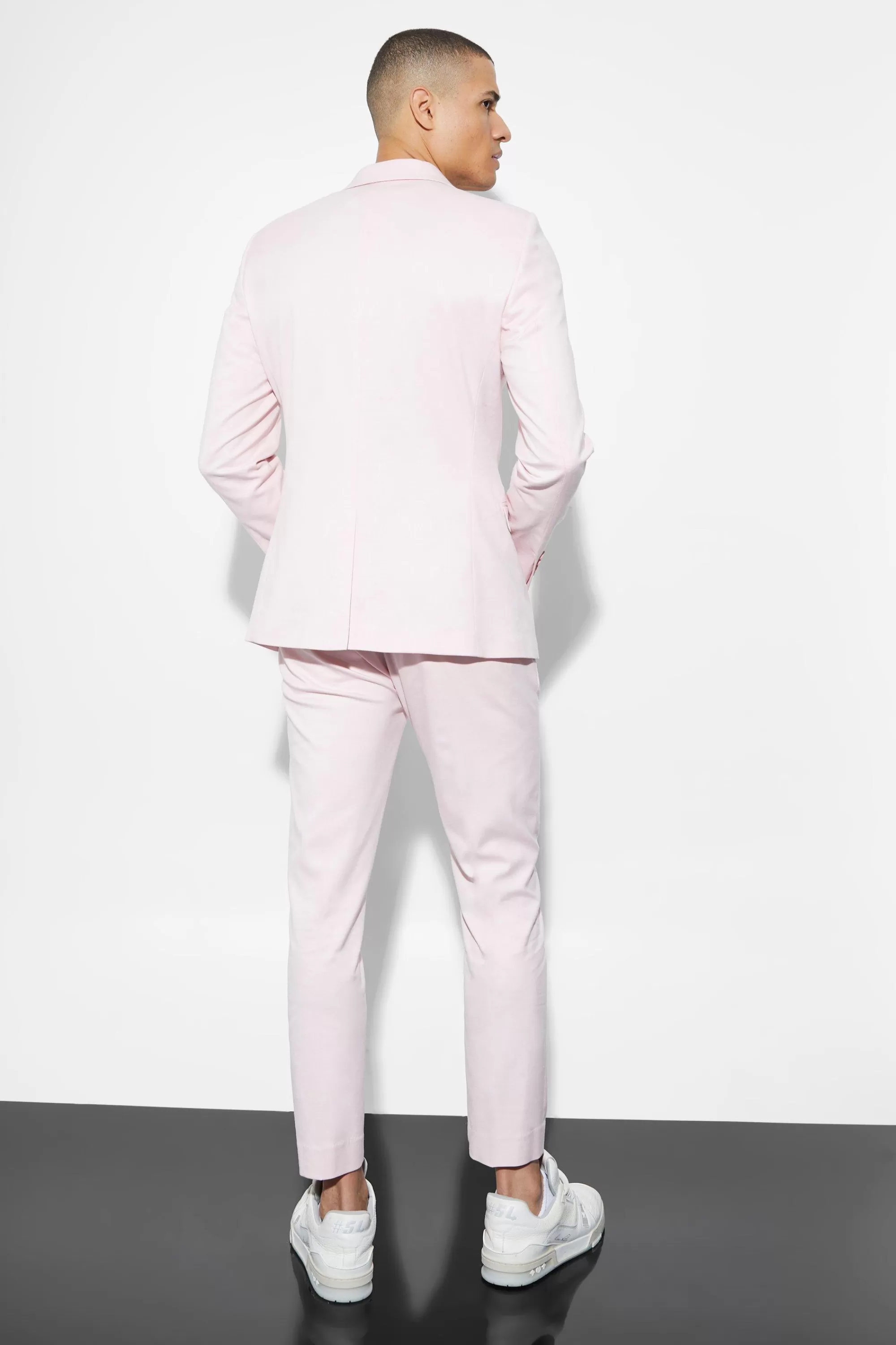 boohooMAN Skinny Single Breasted Linen Suit Jacket | UK