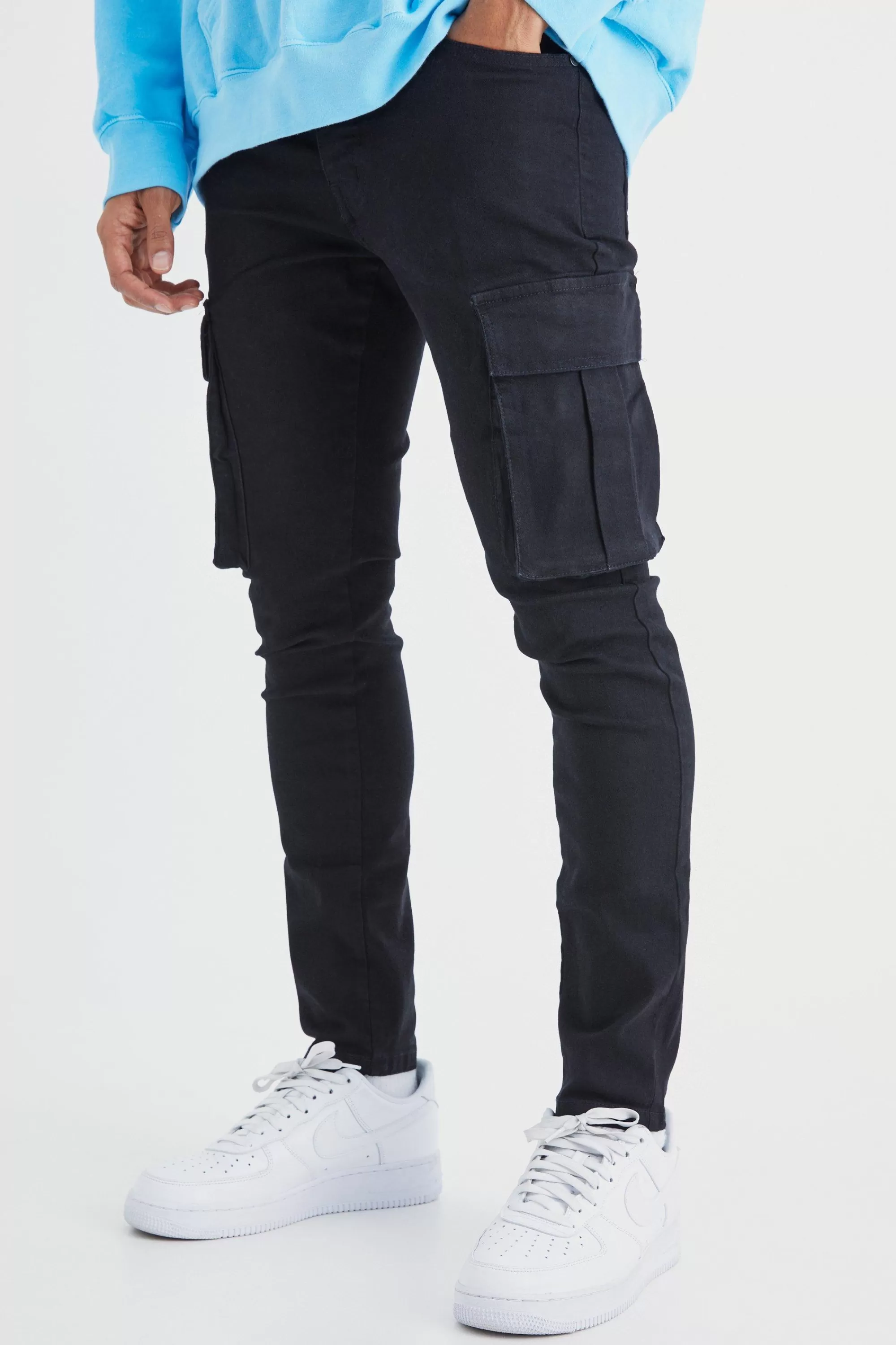 boohooMAN Skinny Stretch Cargo Jean | UK