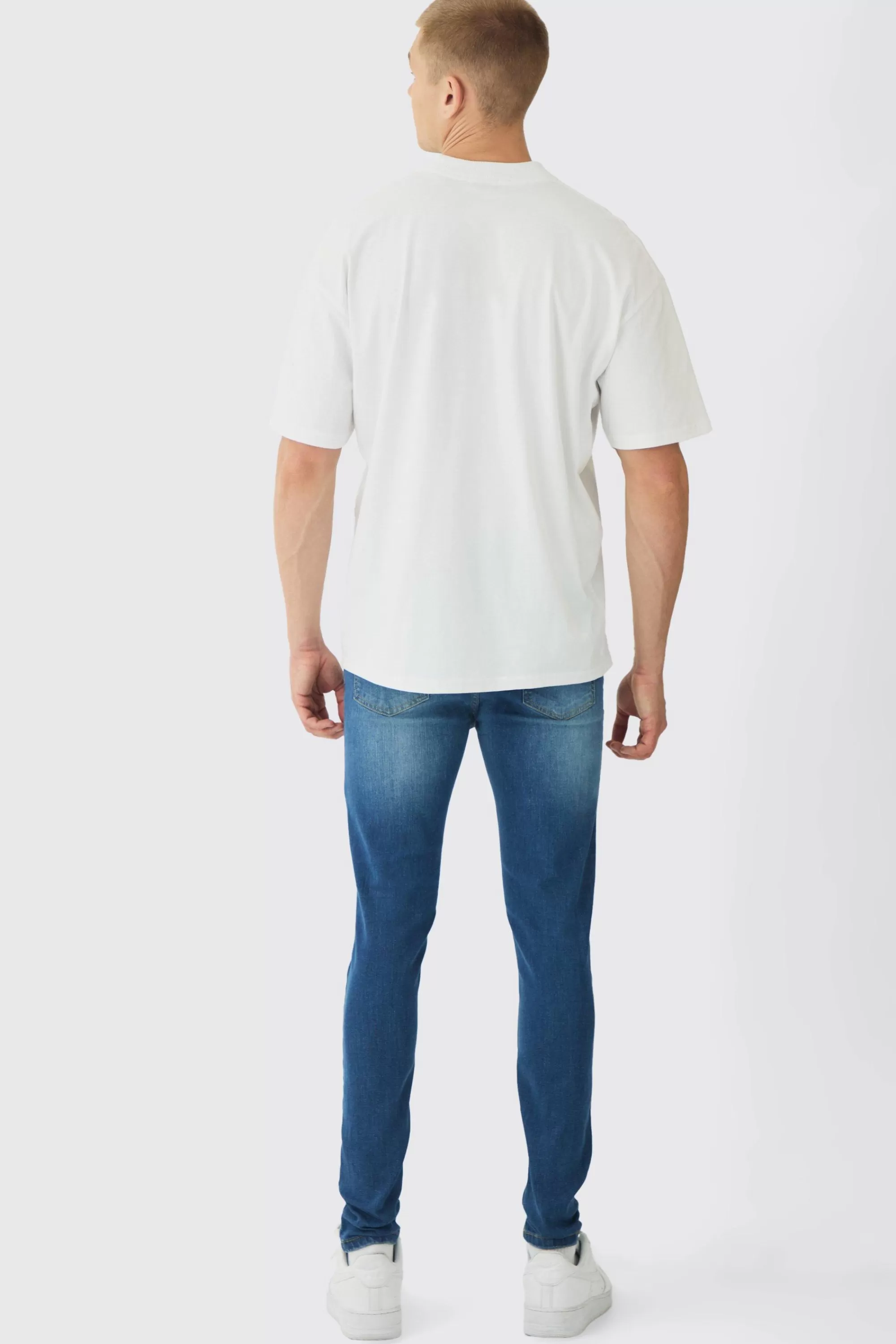 boohooMAN Skinny Stretch Ripped Jeans | UK