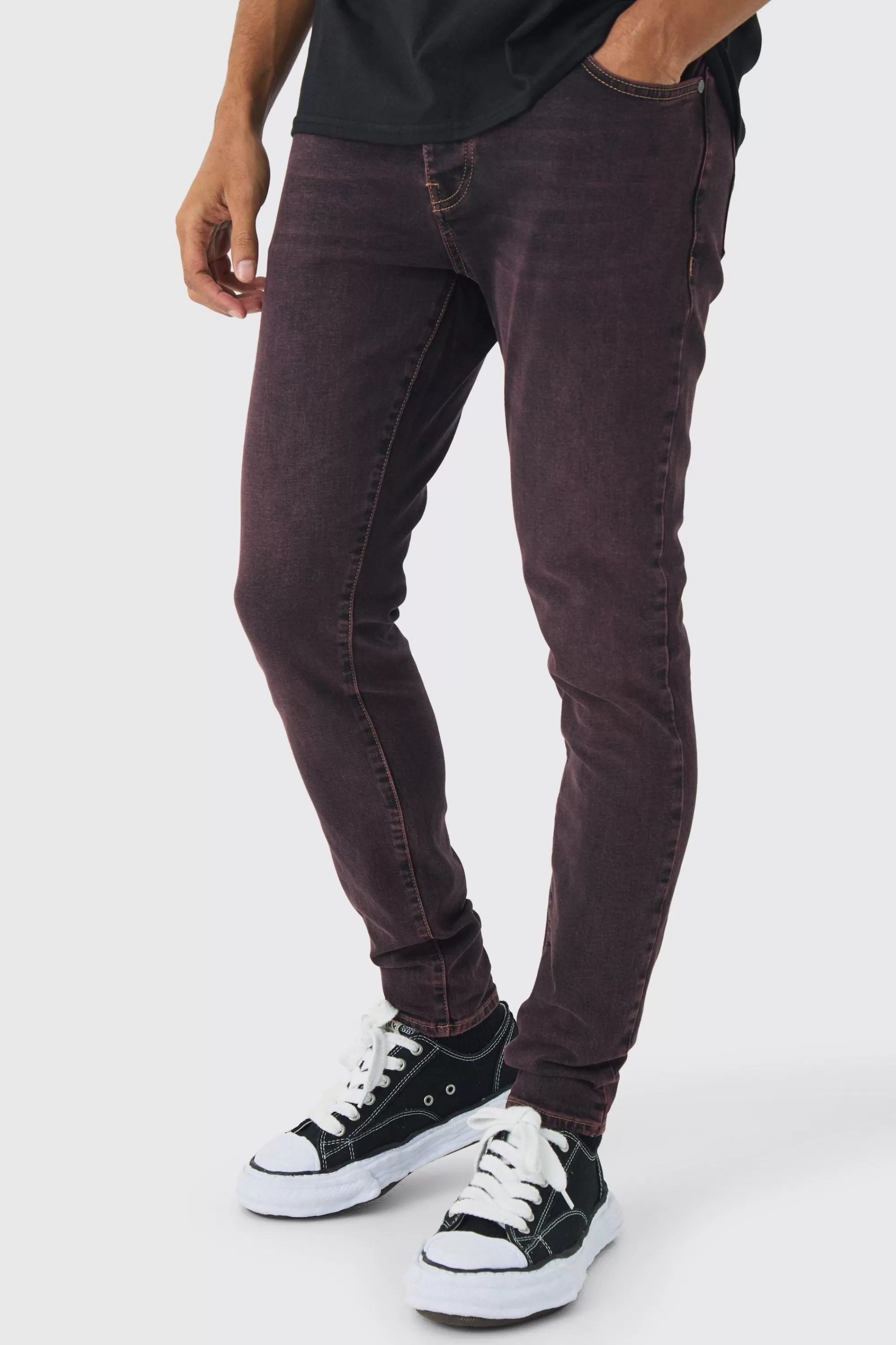 boohooMAN Skinny Stretch Washed Tinted Jeans | UK