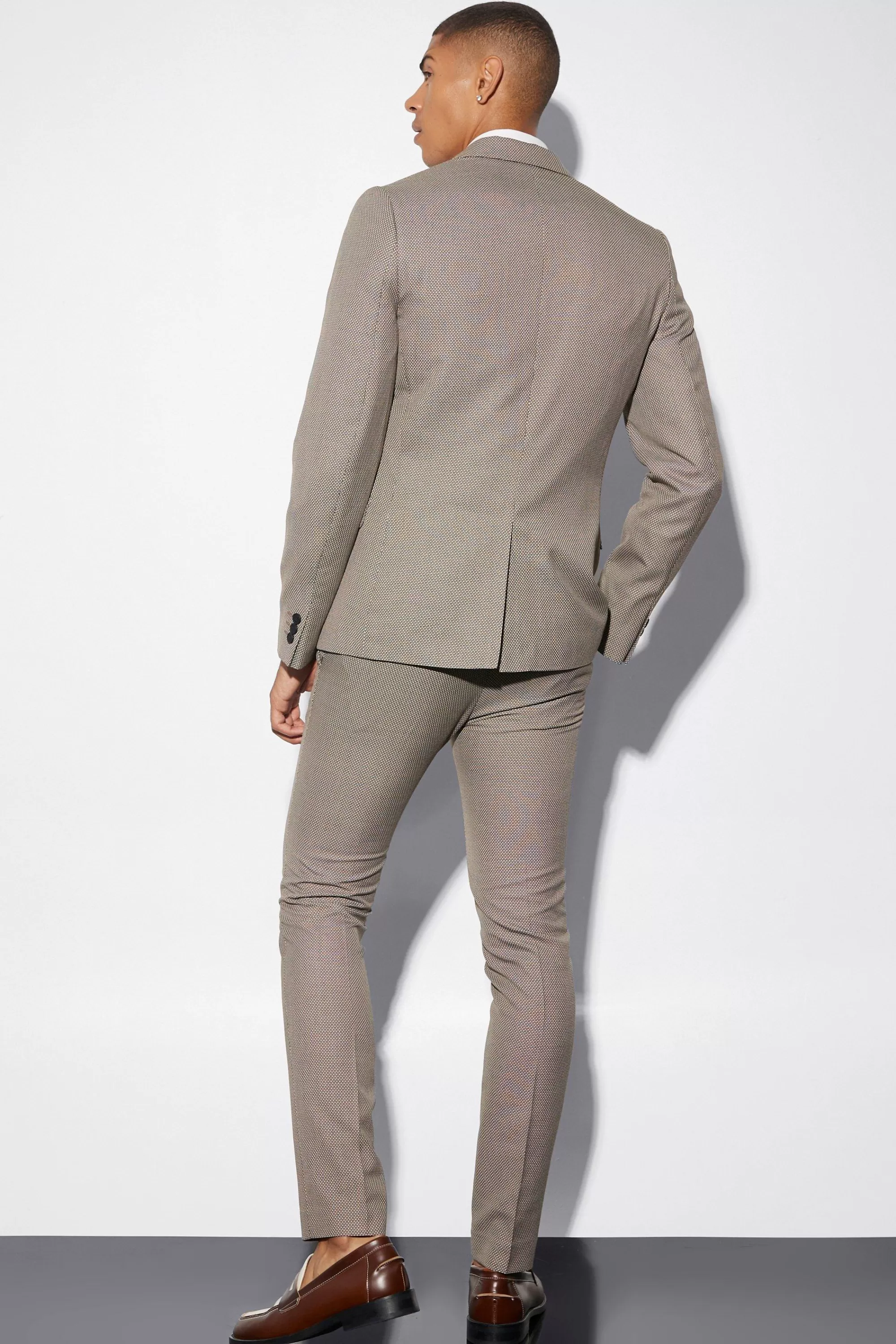 boohooMAN Skinny Textured Suit Jacket | UK
