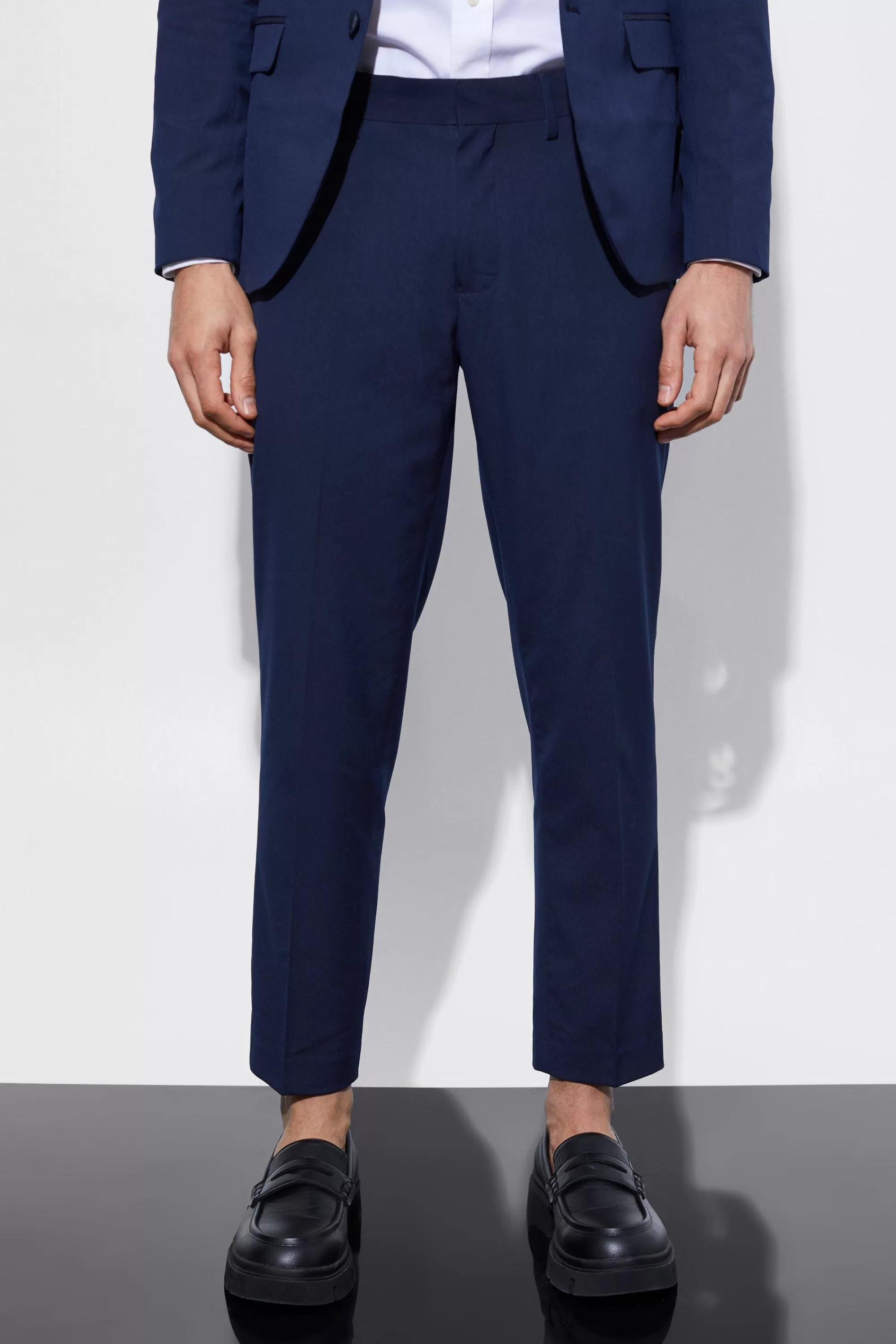 boohooMAN Slim Cropped Suit Trousers | UK