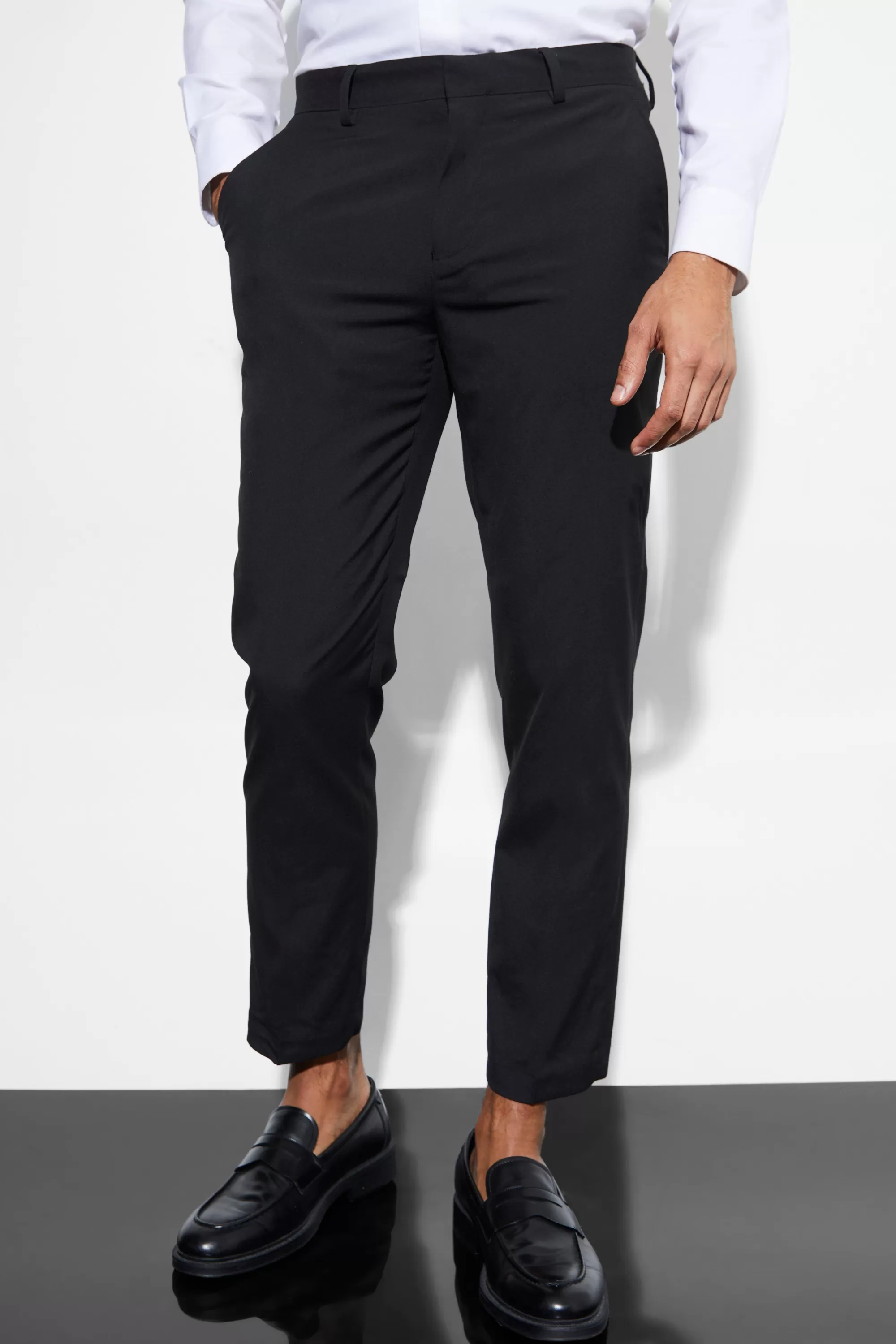boohooMAN Slim Cropped Suit Trousers | UK