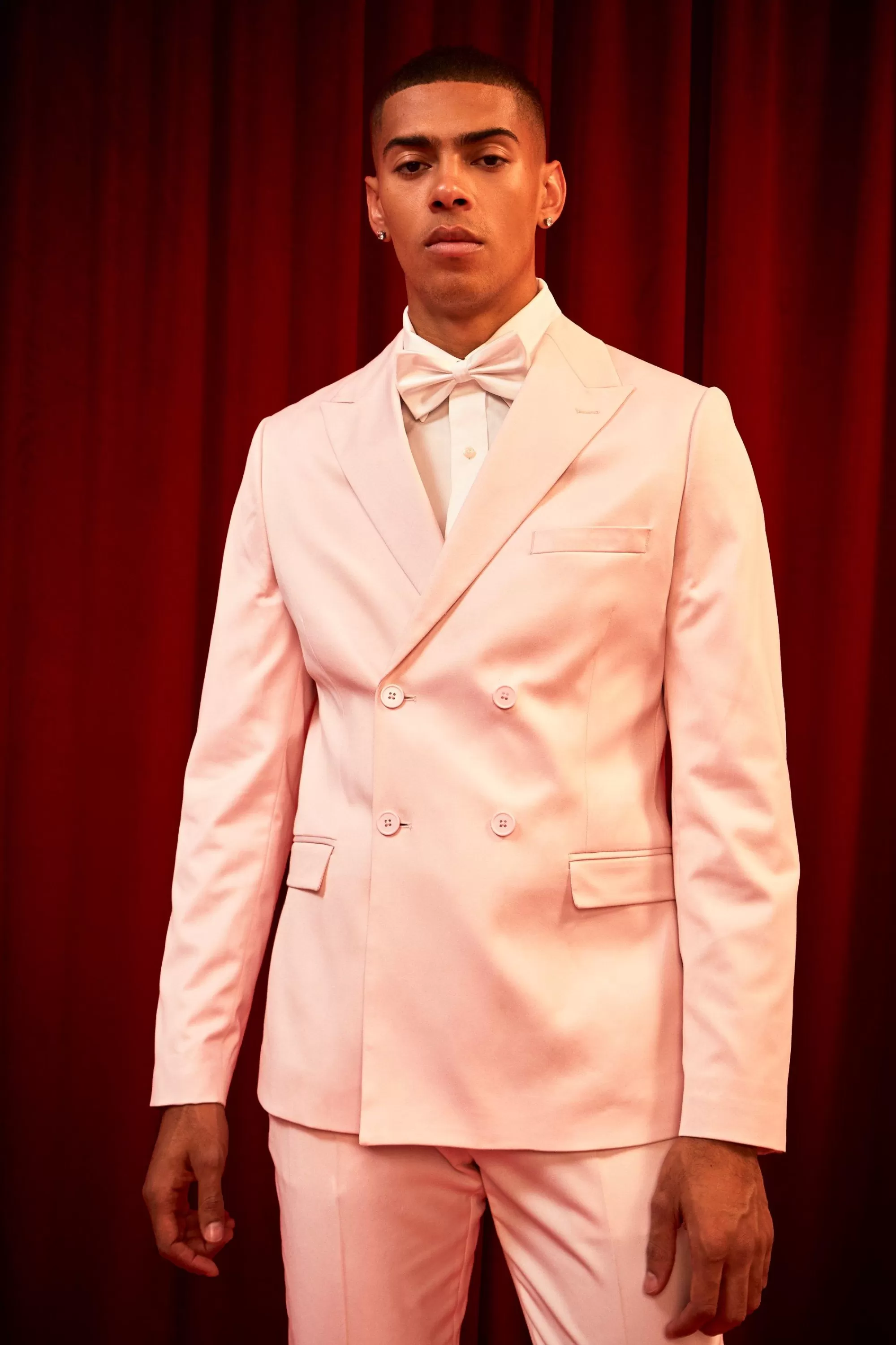 boohooMAN Slim Double Breasted Satin Suit Jacket | UK