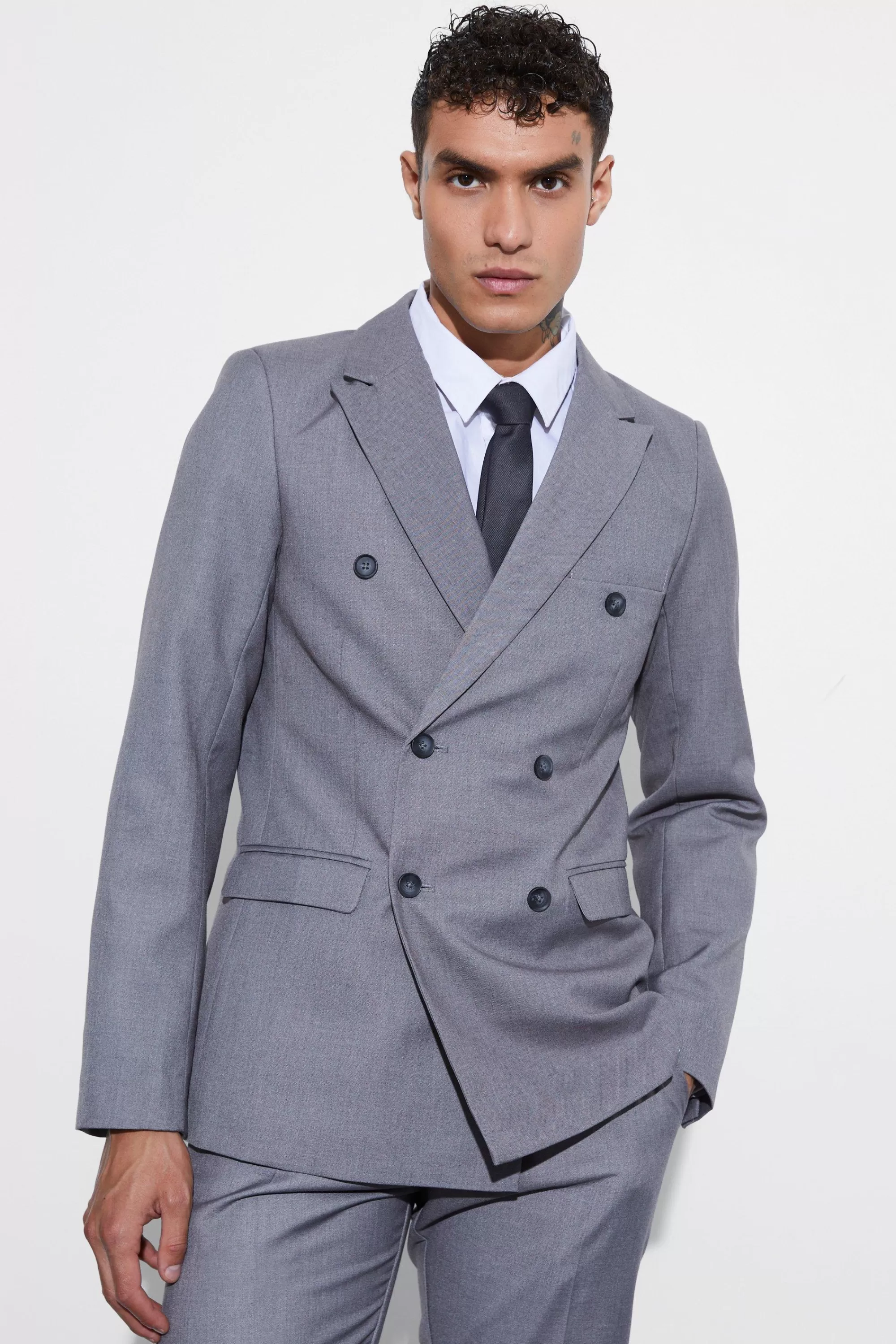 boohooMAN SLIM FIT GREY SUIT | UK