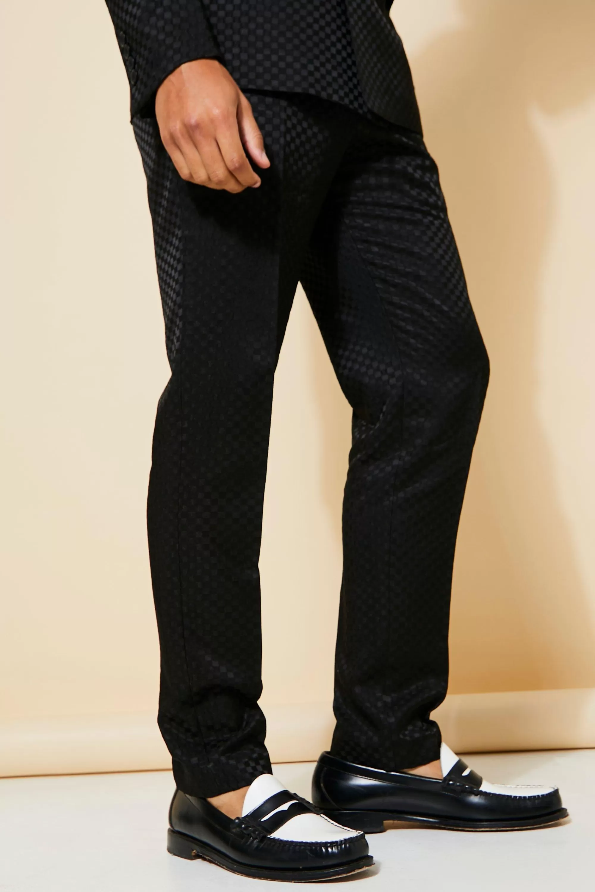 boohooMAN Slim Fit Jacquard Suit Trouser | UK