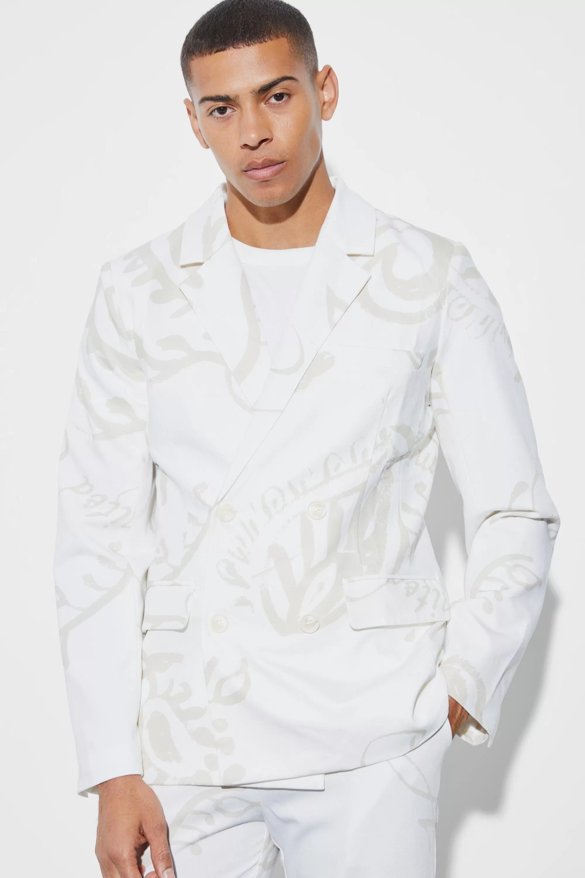 boohooMAN Slim Fit Paisley Suit | UK