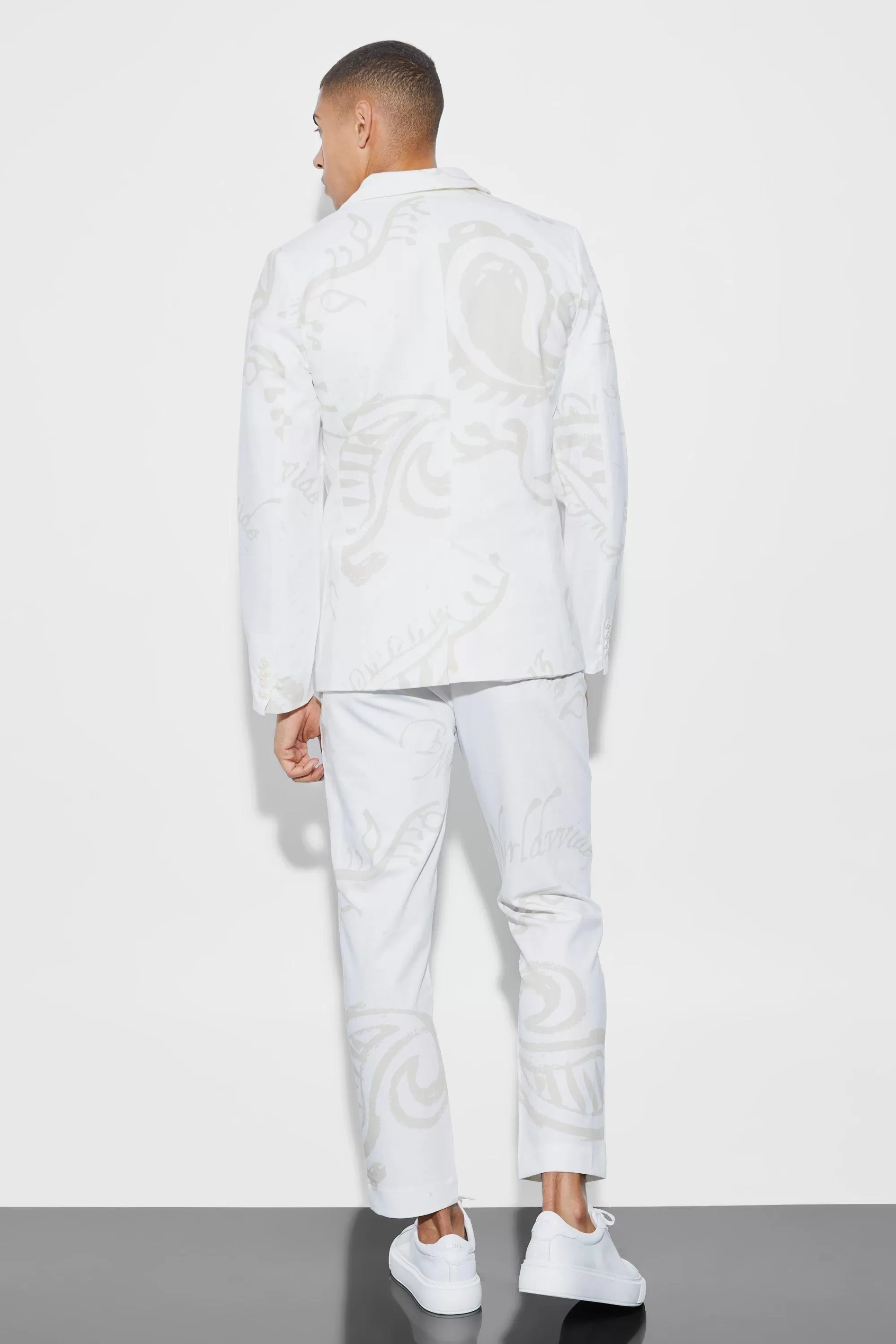 boohooMAN Slim Fit Paisley Suit | UK