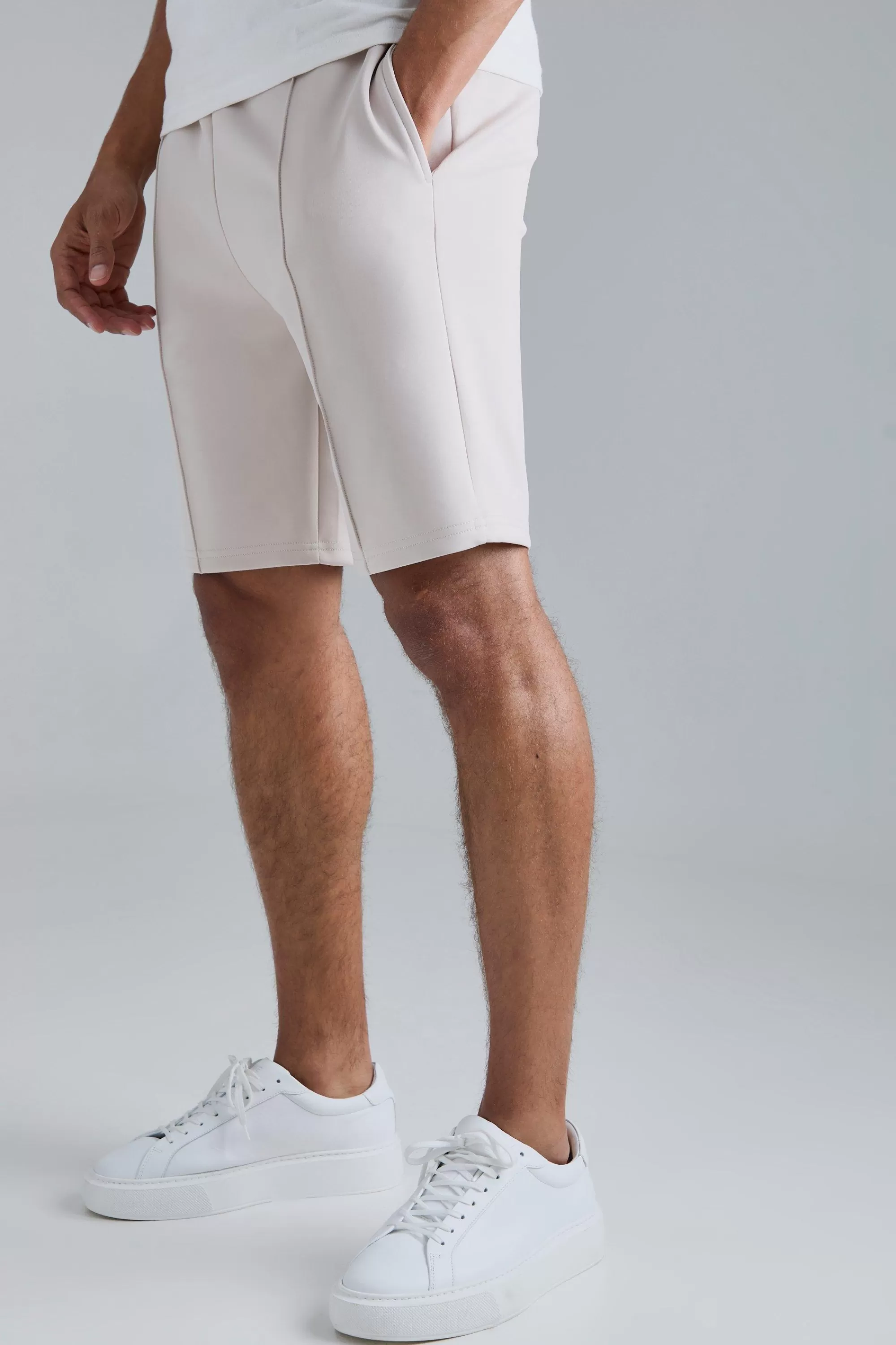 boohooMAN Slim Fit Pintuck Scuba Short | UK