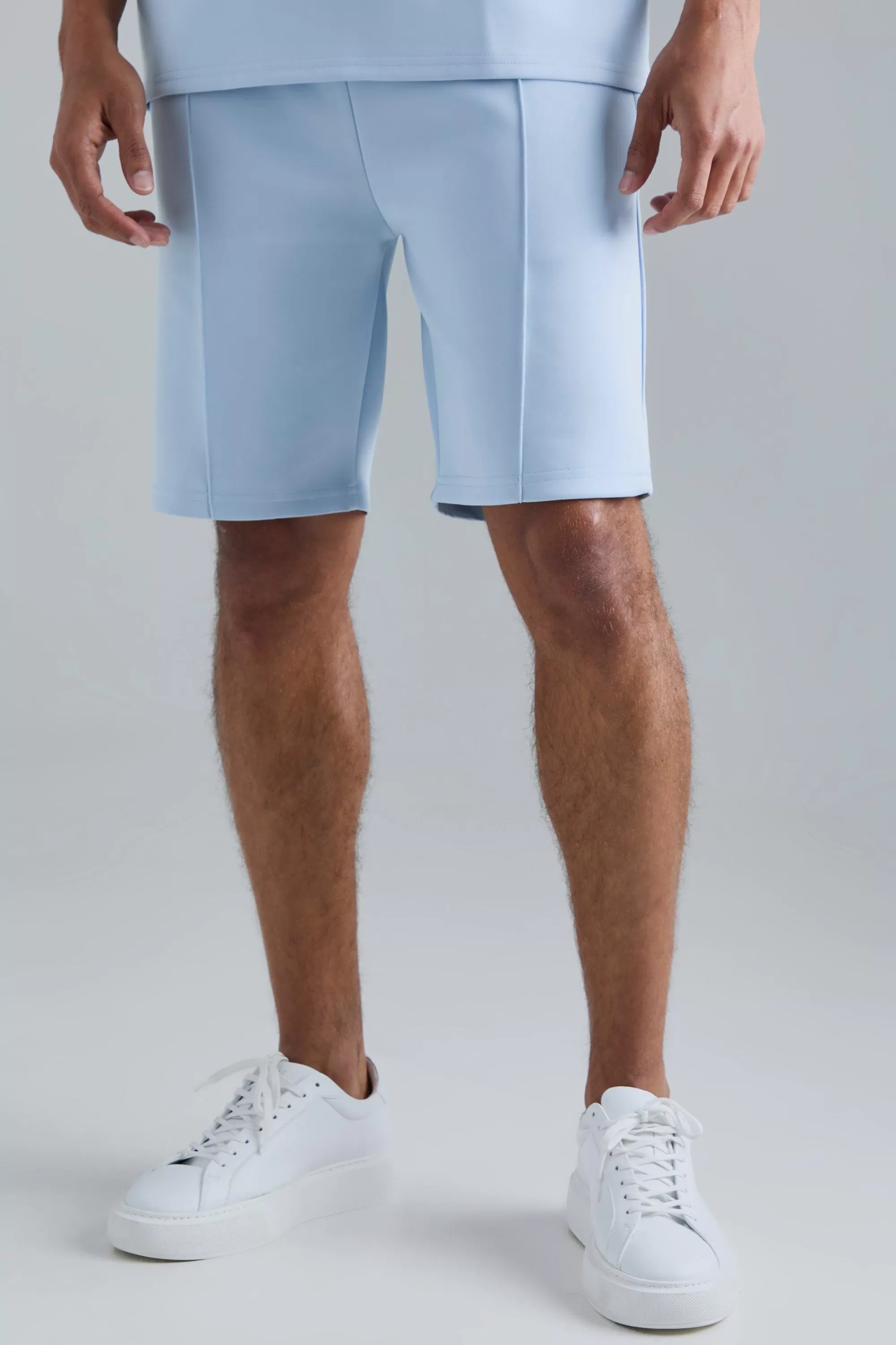 boohooMAN Slim Fit Pintuck Scuba Short | UK
